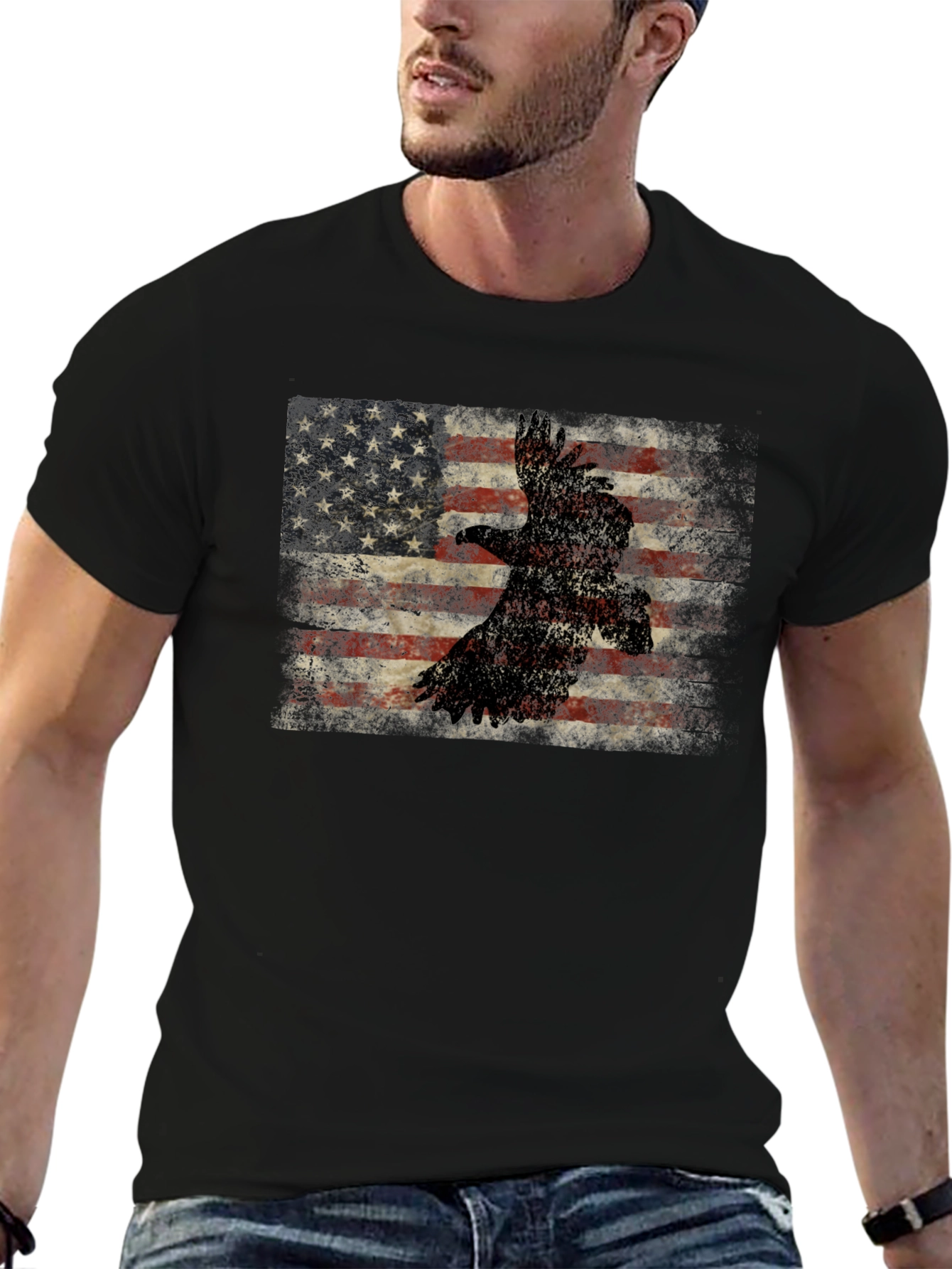 American Flag Eagle Graphic T-Shirt