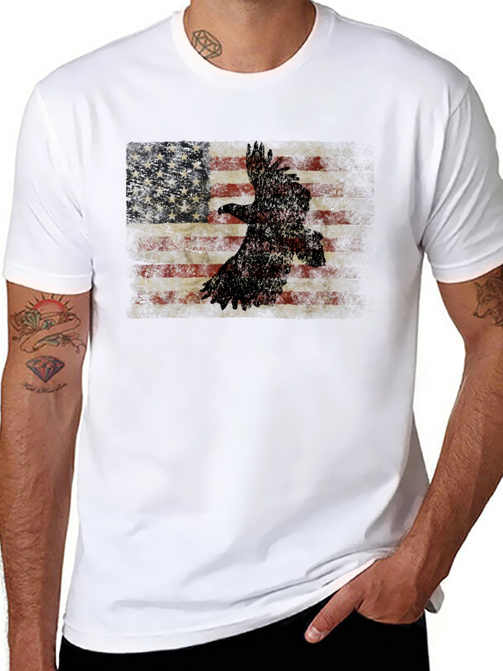 American Flag Eagle Graphic T-Shirt