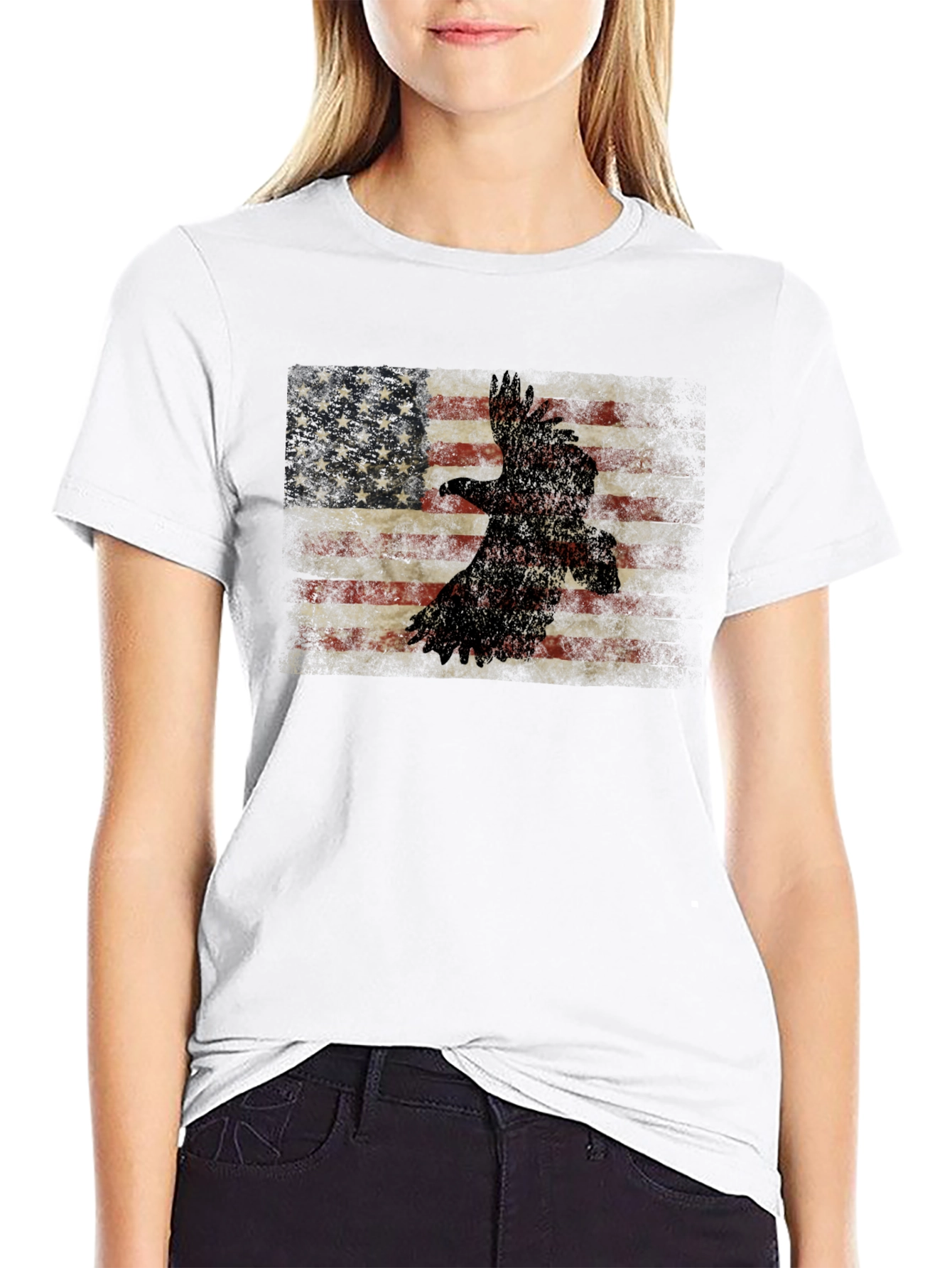 American Flag Eagle Graphic T-Shirt
