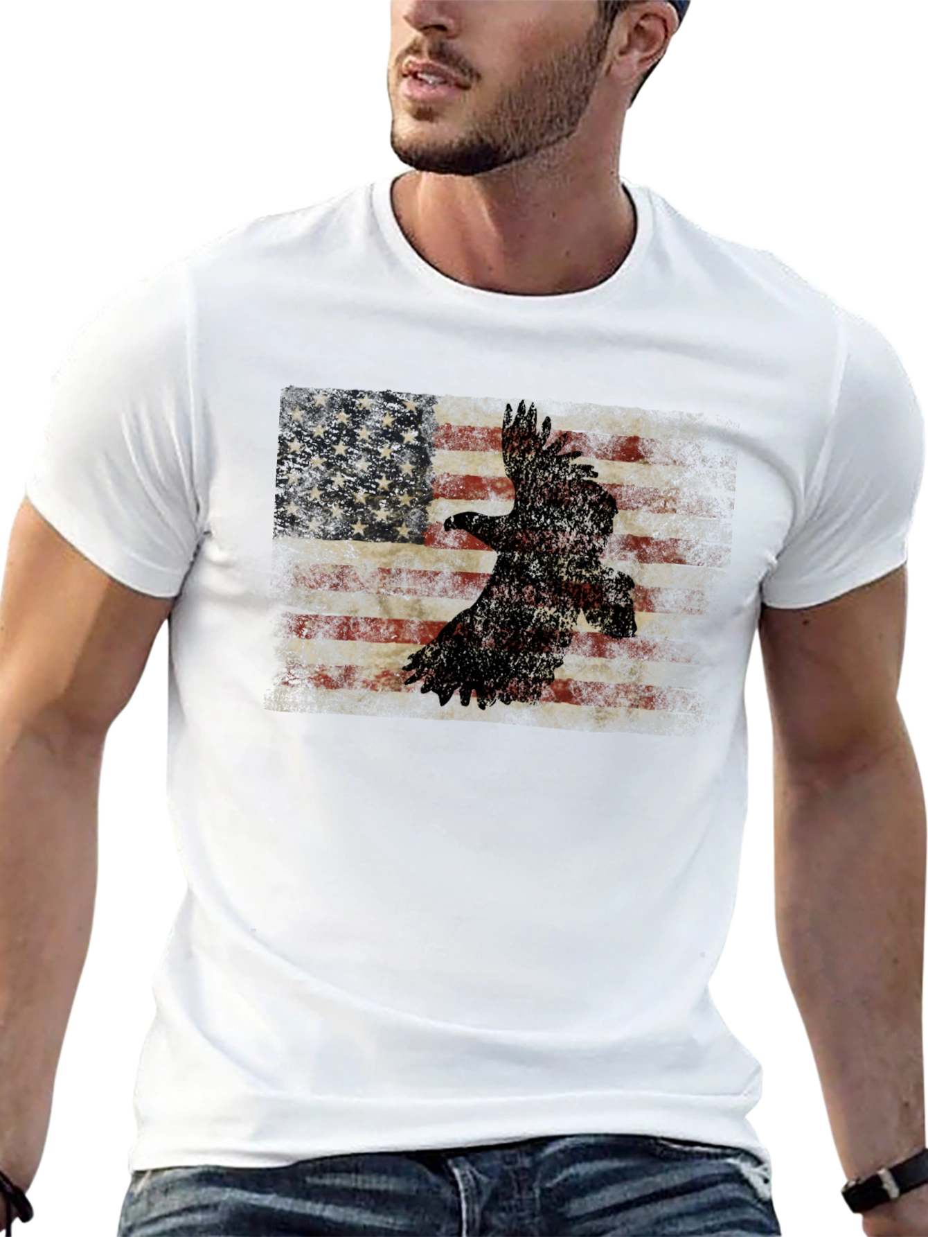 American Flag Eagle Graphic T-Shirt