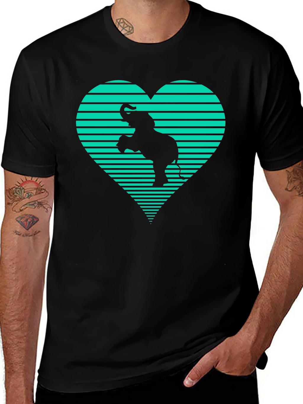 Elephant Heart Graphic Tee - Black
