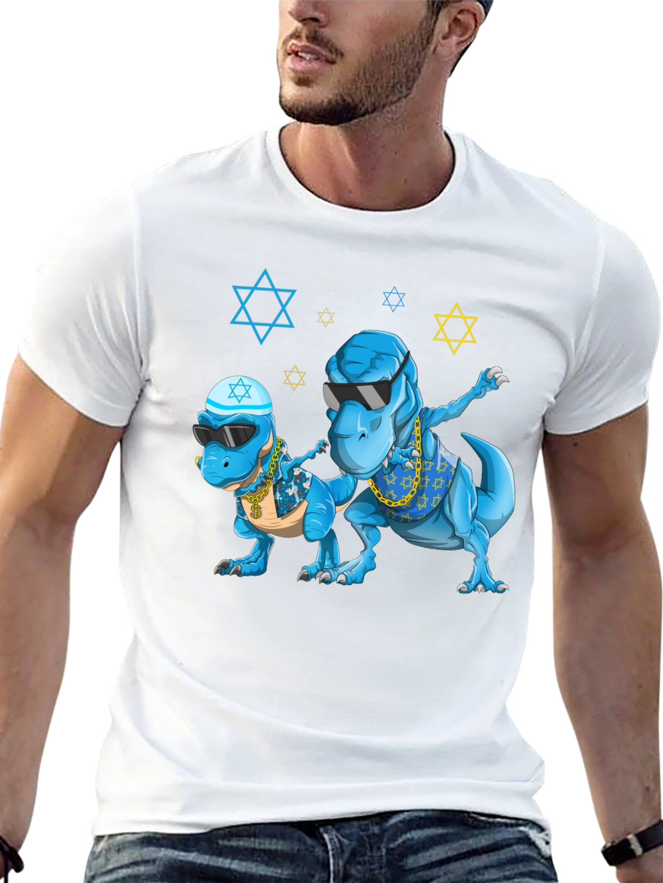 Dinosaur Graphic Tee - Fun Jewish T-Rex Design