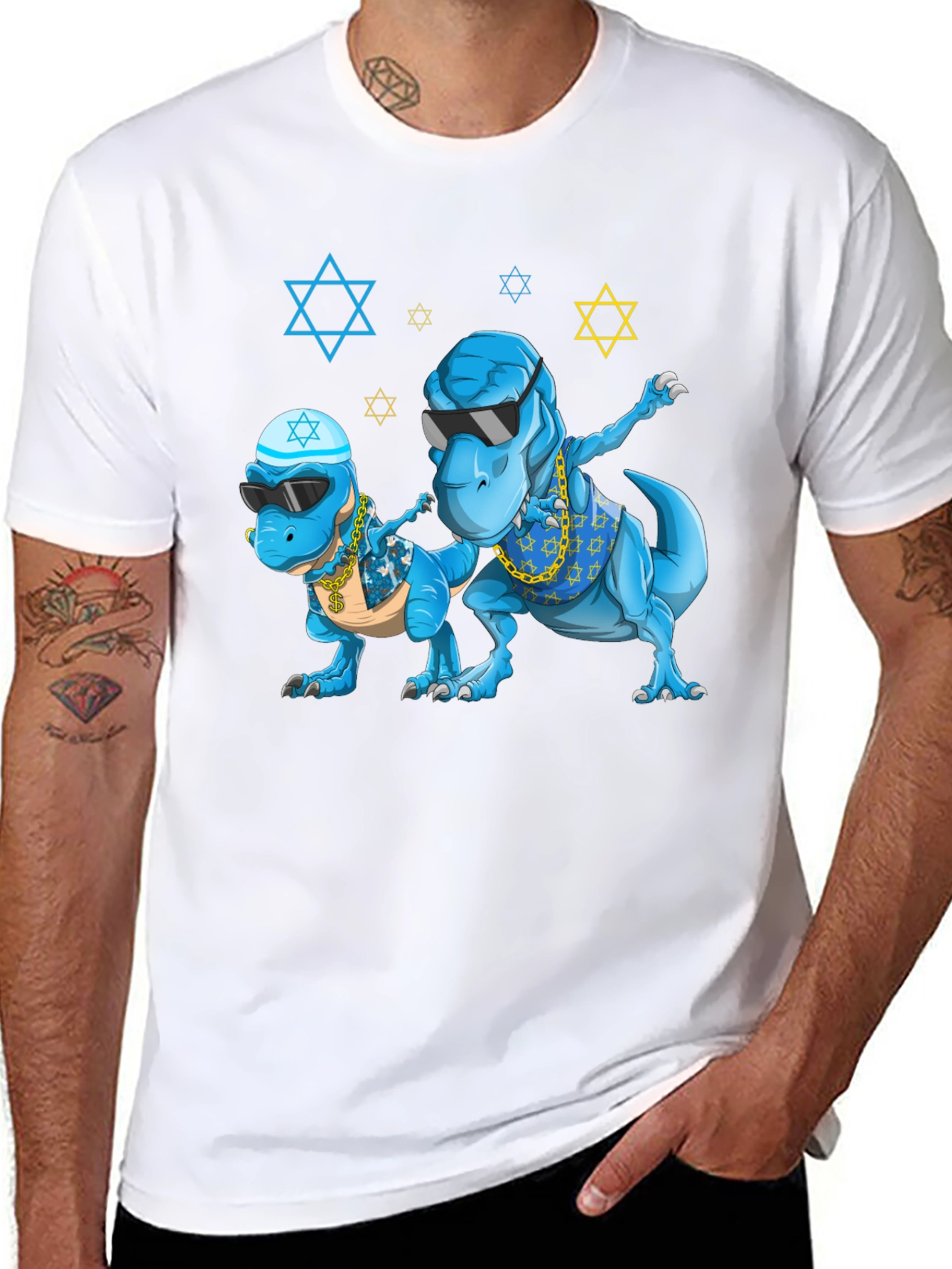 Dinosaur Graphic Tee - Fun Jewish T-Rex Design