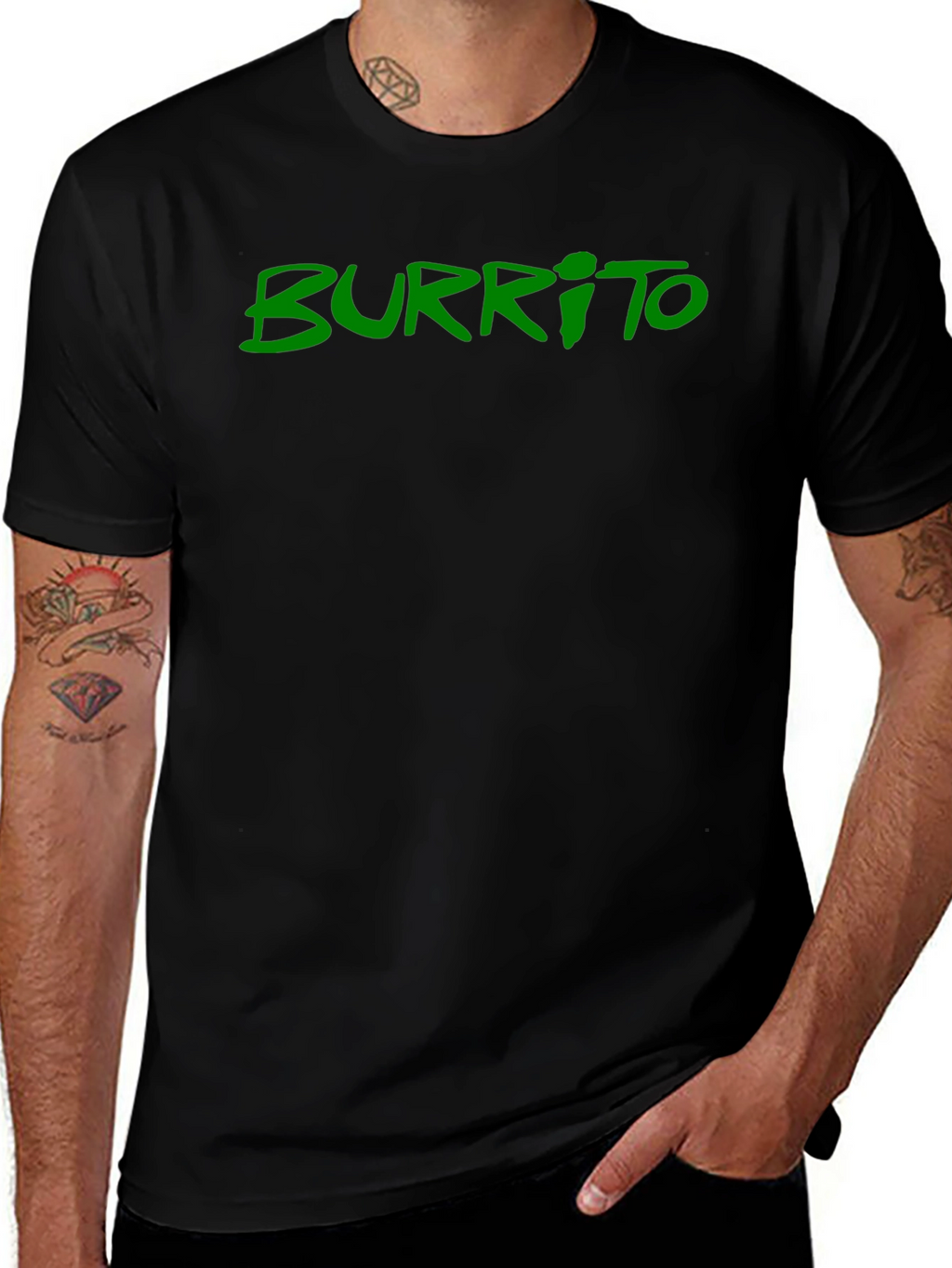 Mens Black Burrito Graphic Tee