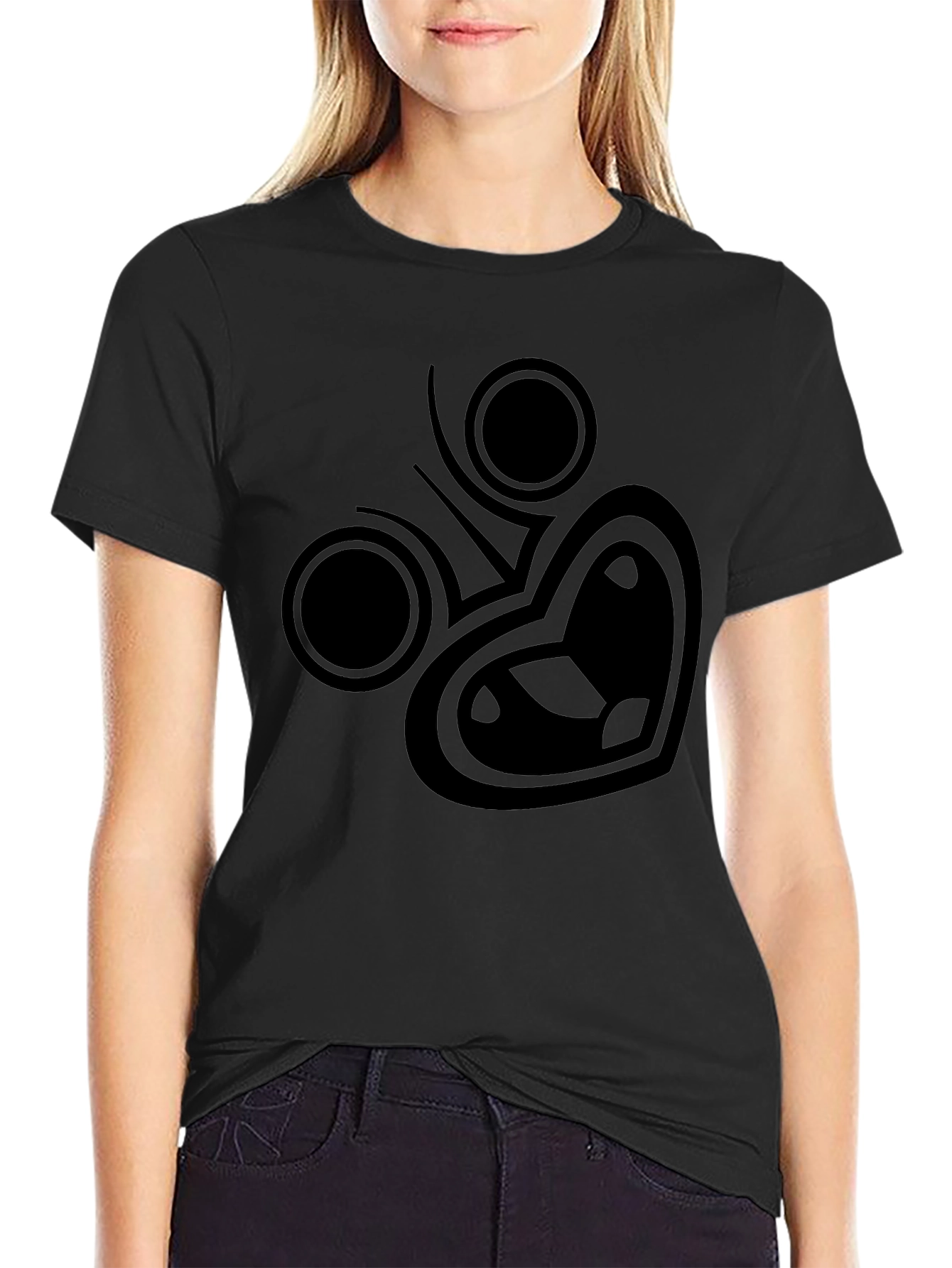 Modern Graphic Tee - Black Cotton Blend