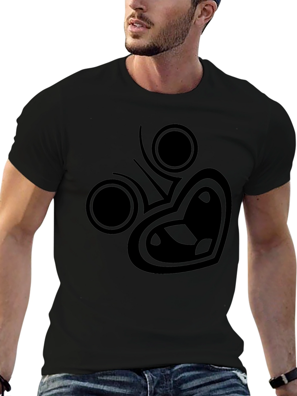 Modern Graphic Tee - Black Cotton Blend