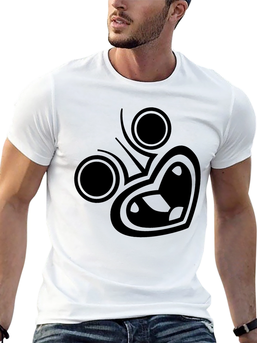Modern Graphic Tee - Black Cotton Blend