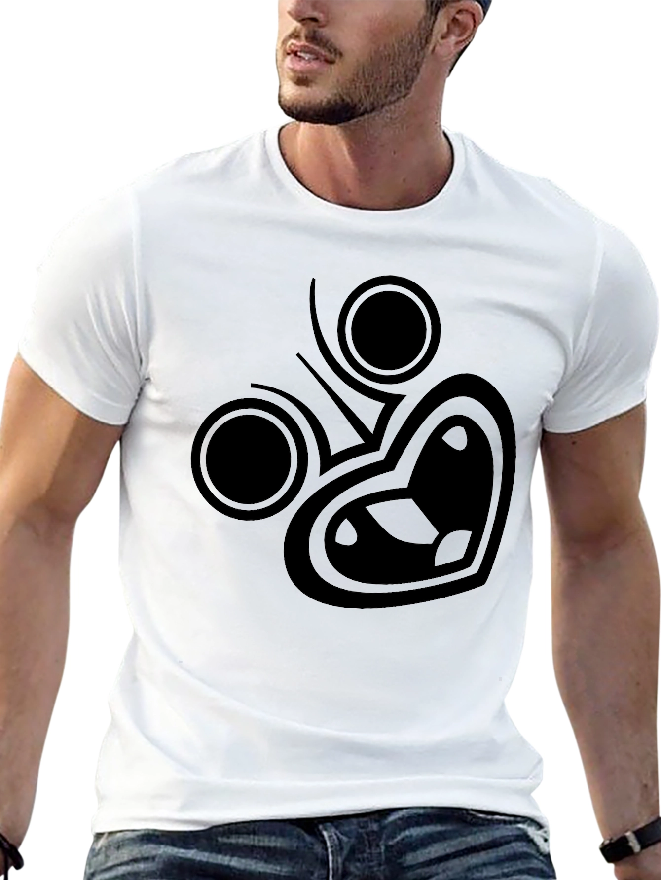 Modern Graphic Tee - Black Cotton Blend
