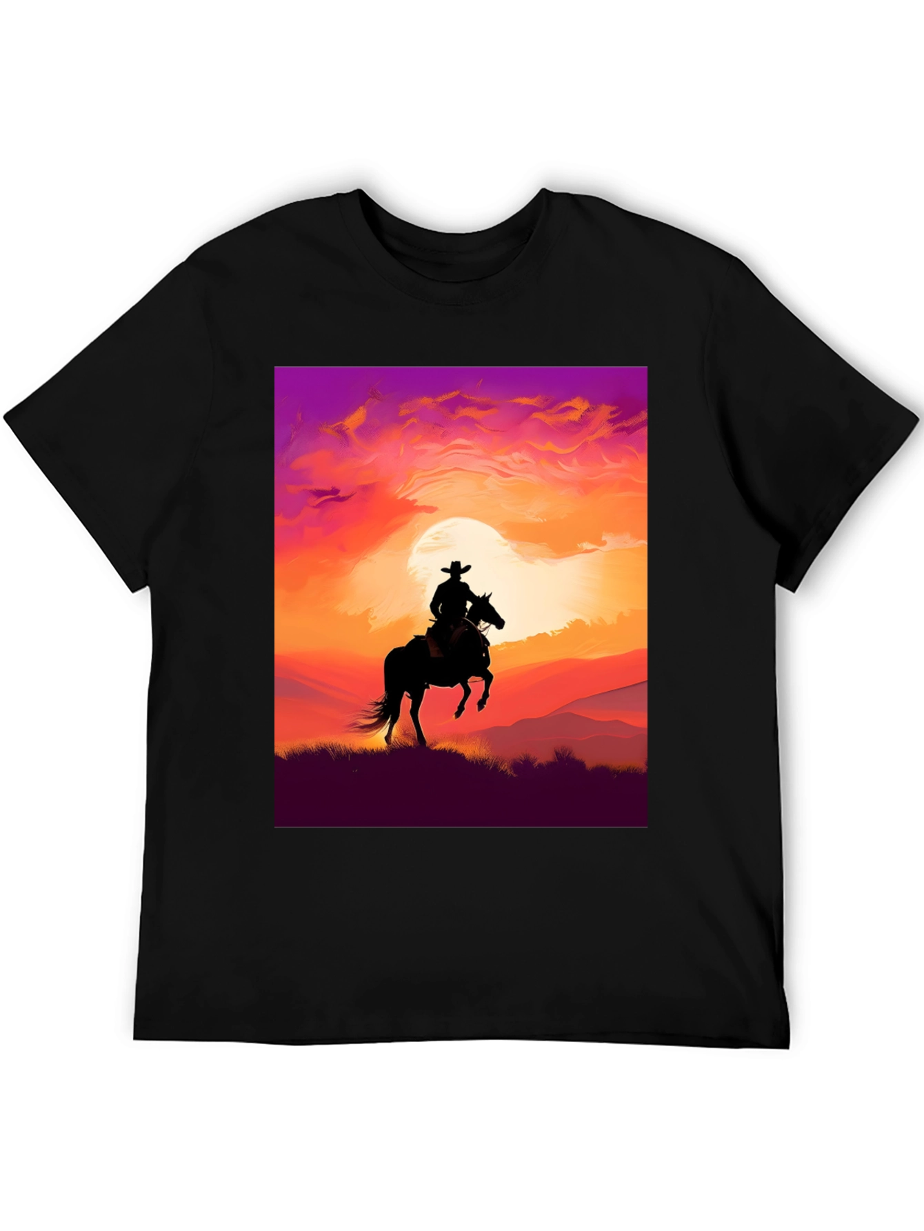 Silhouette Cowboy Sunset T-Shirt