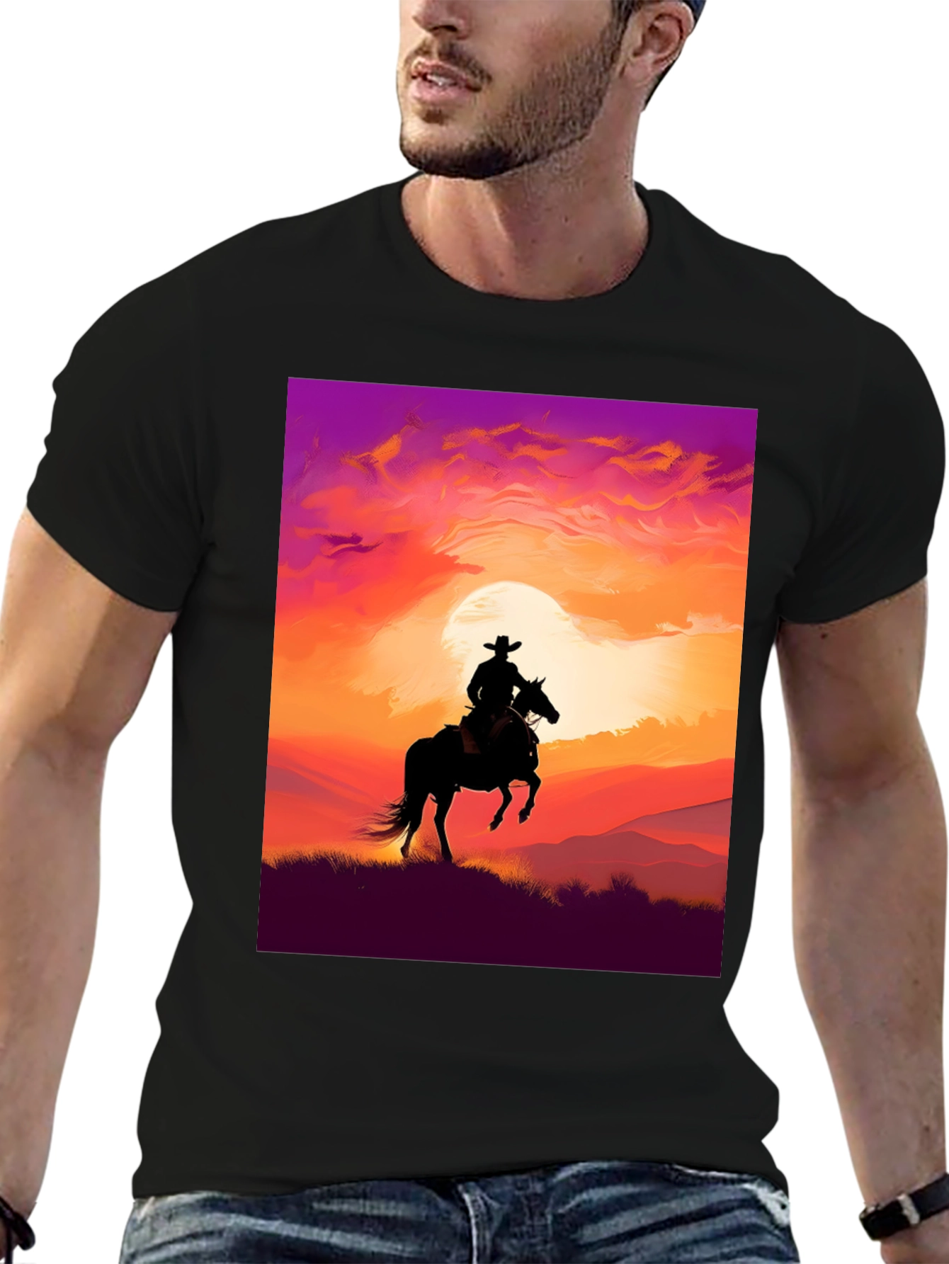 Silhouette Cowboy Sunset T-Shirt