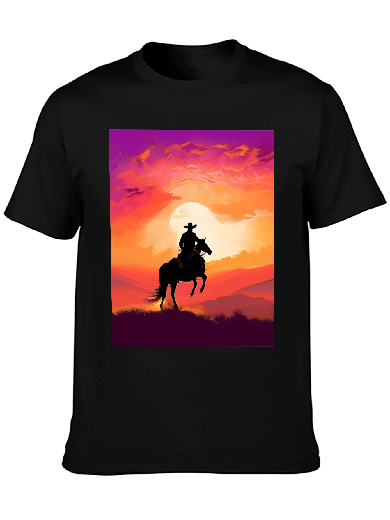 Silhouette Cowboy Sunset T-Shirt