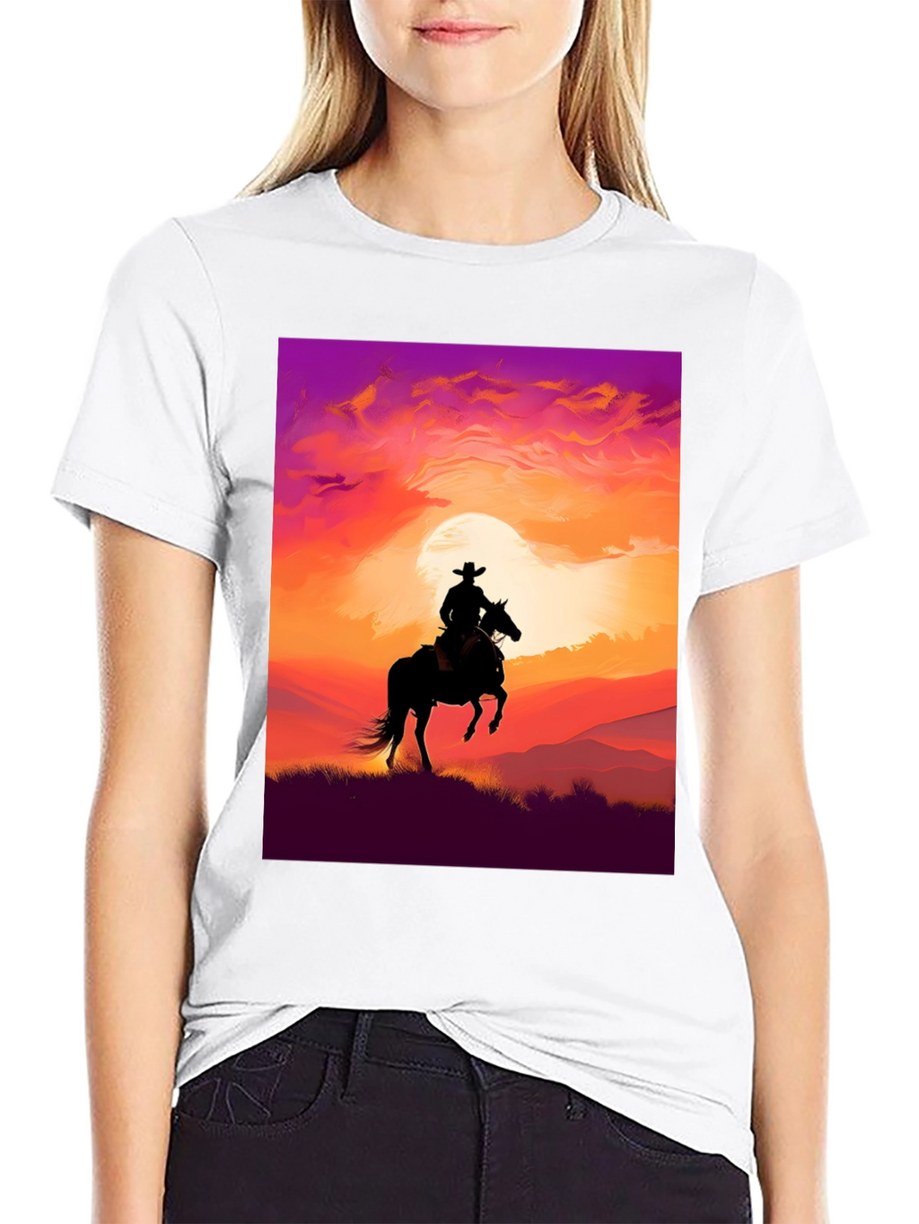 Silhouette Cowboy Sunset T-Shirt