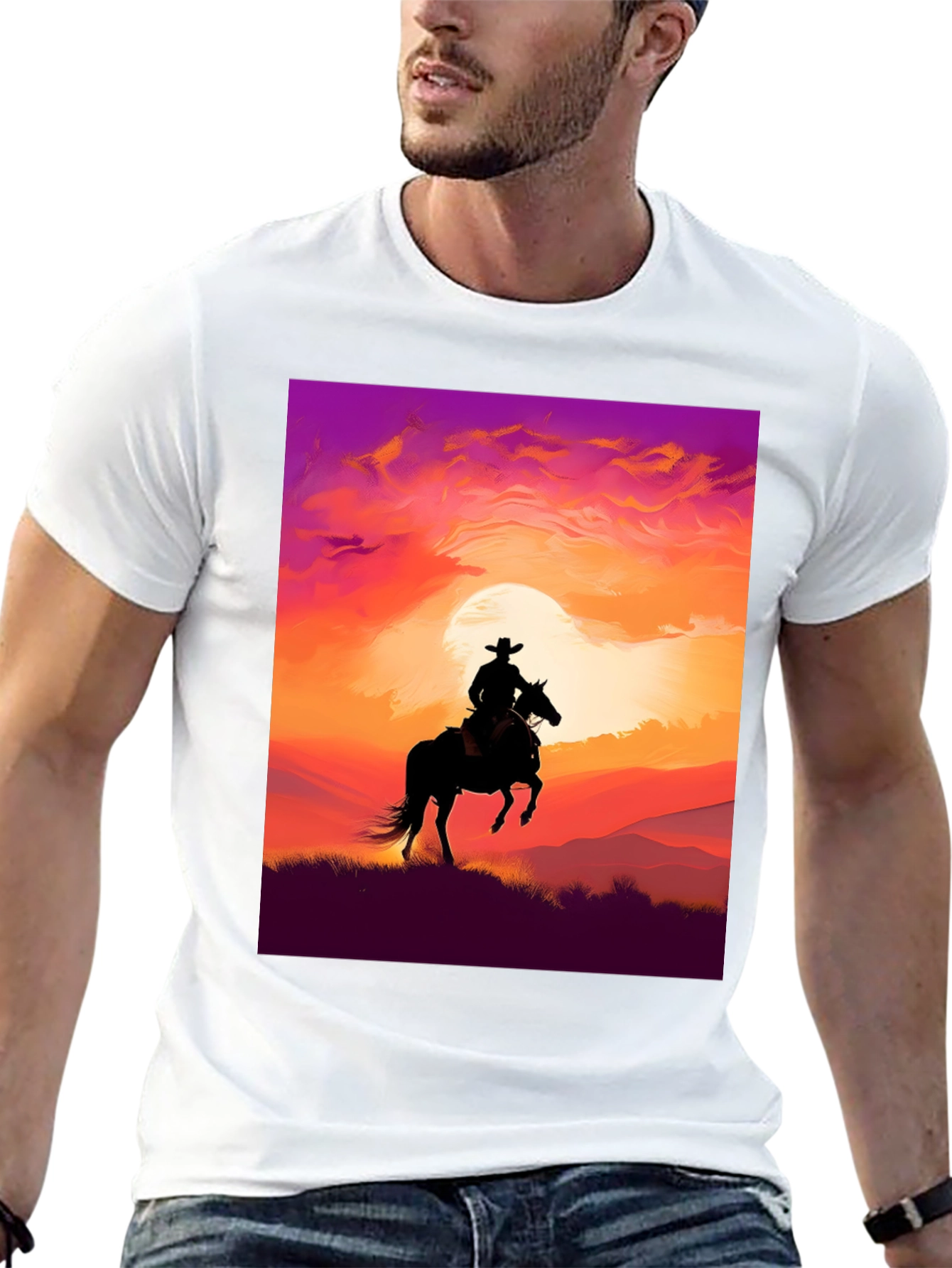 Silhouette Cowboy Sunset T-Shirt