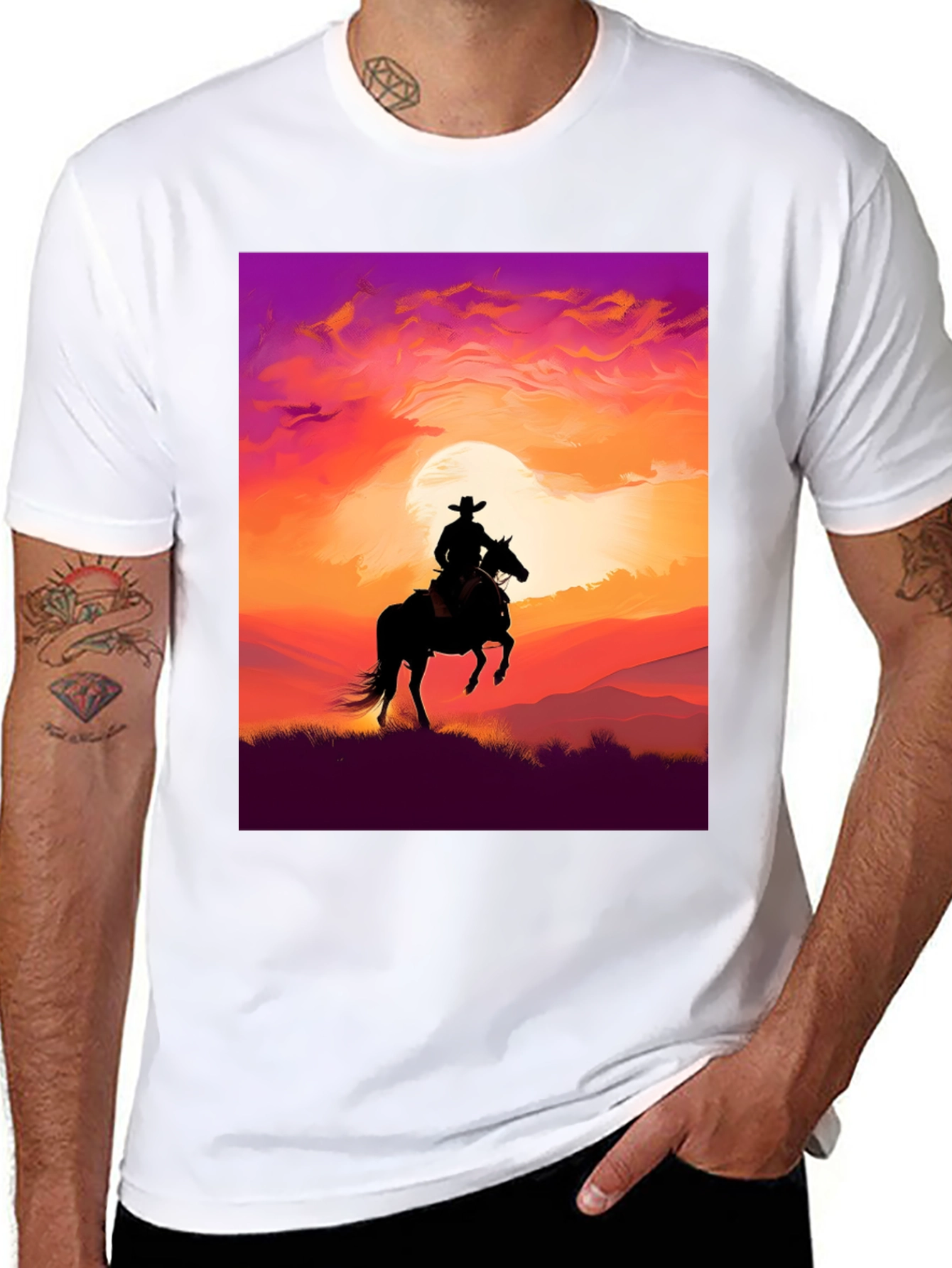 Silhouette Cowboy Sunset T-Shirt