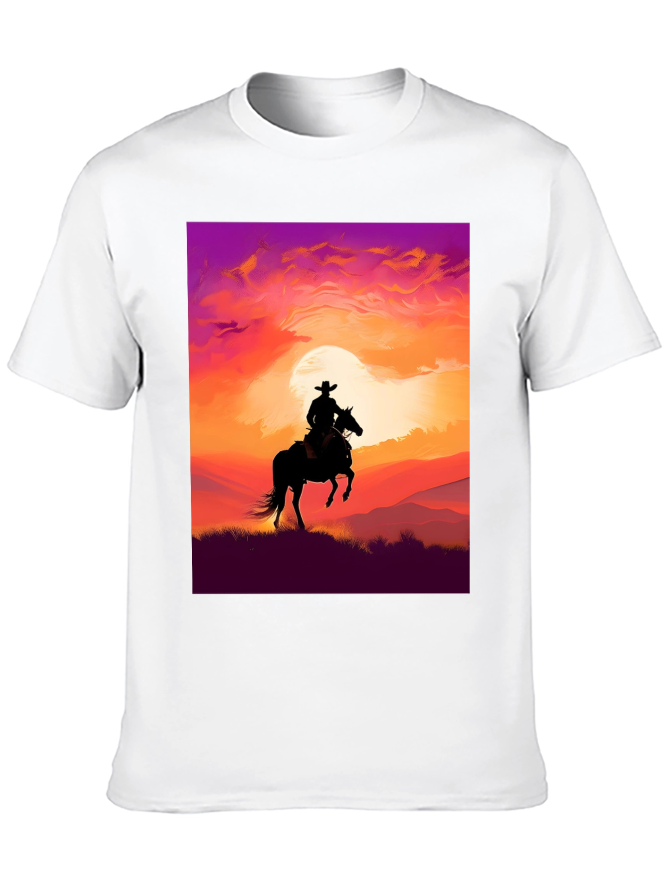 Silhouette Cowboy Sunset T-Shirt