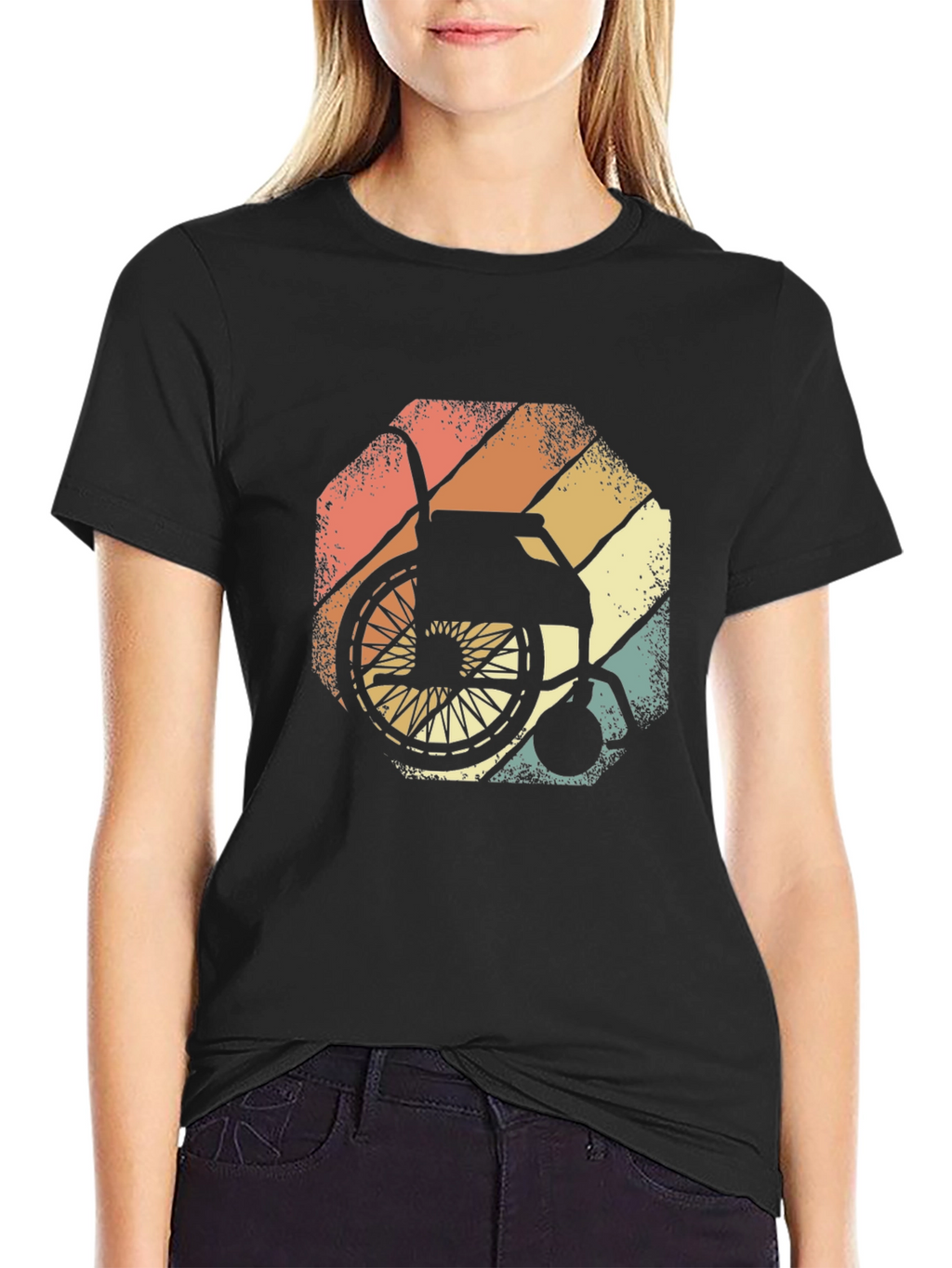 Wheelchair Sunset Graphic Tee - Black