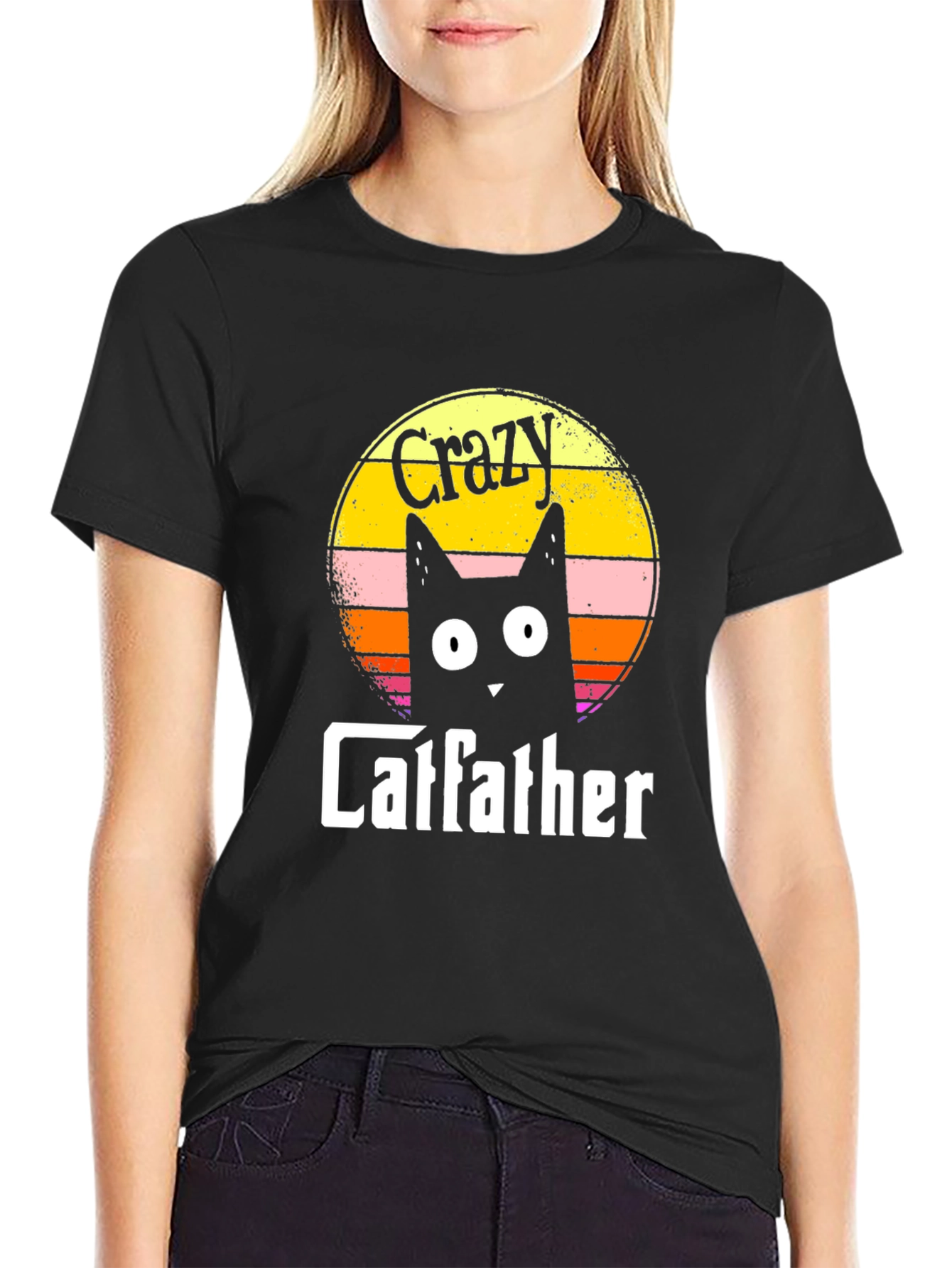 Crazy Catfather Black T-Shirt