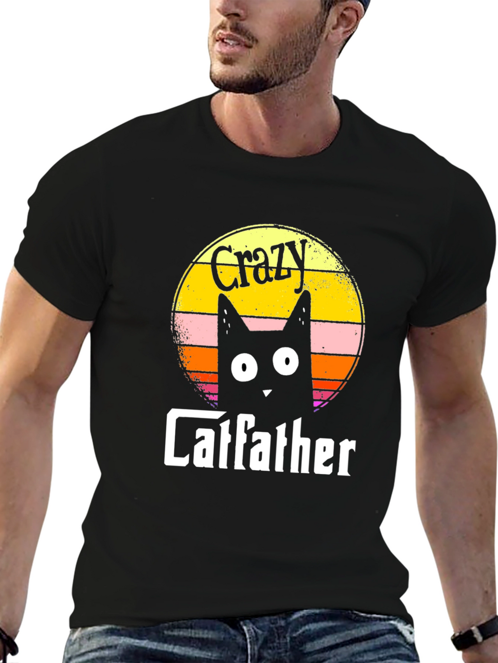Crazy Catfather Black T-Shirt