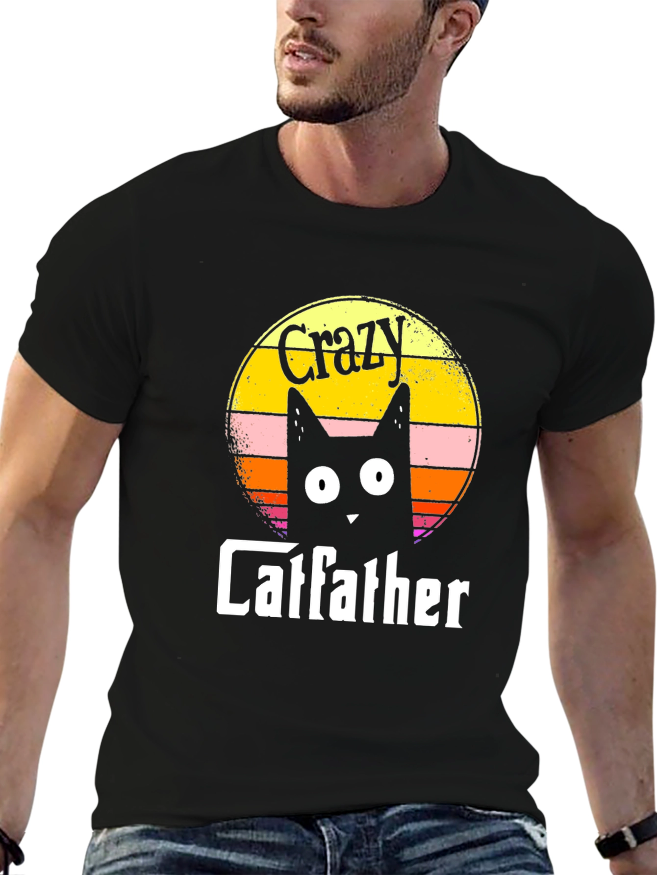Crazy Catfather Black T-Shirt