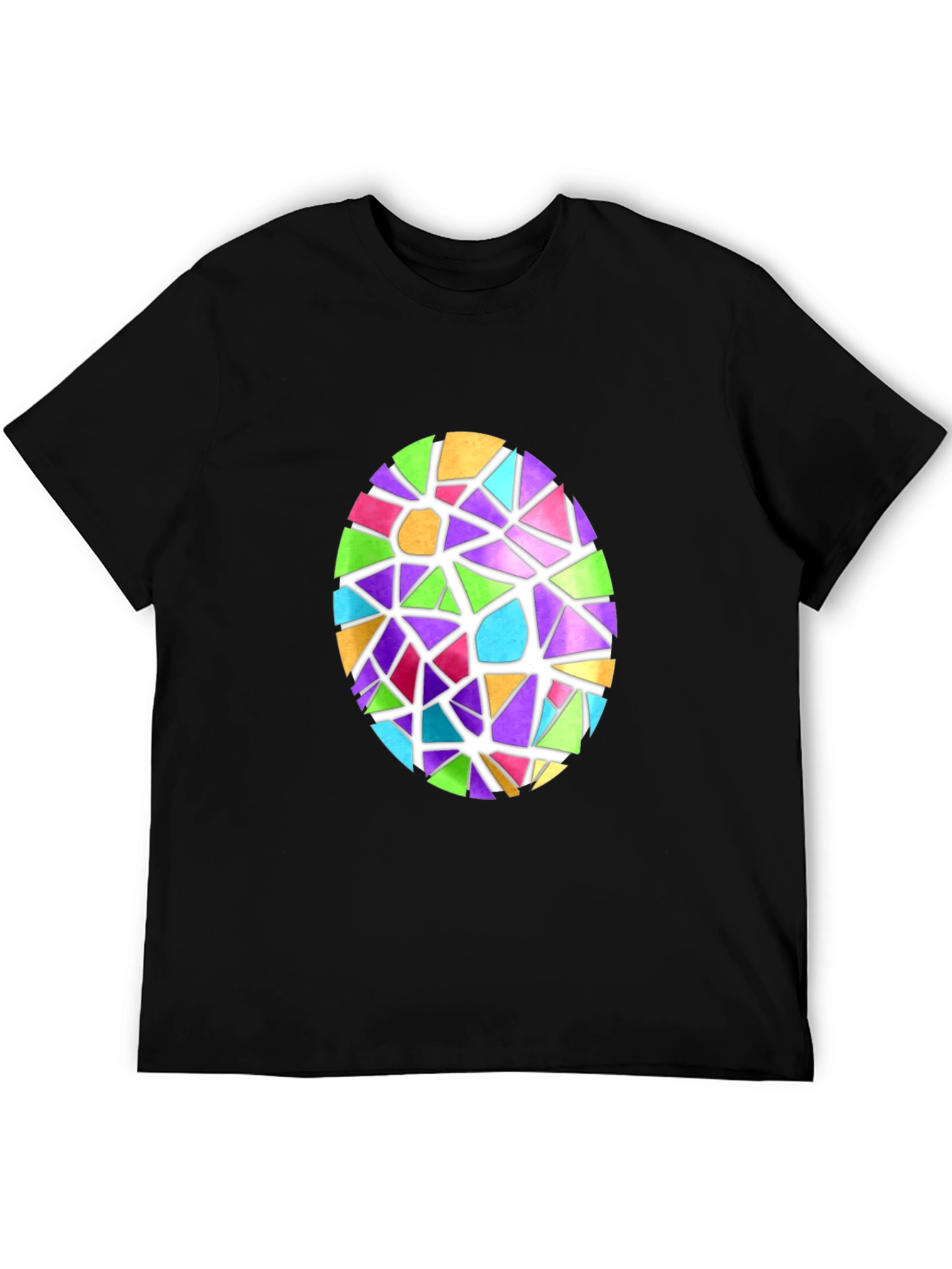 Colorful Mosaic Easter Egg Black T-Shirt