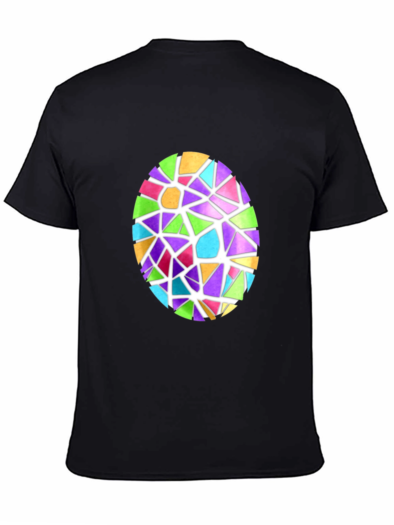 Colorful Mosaic Easter Egg Black T-Shirt