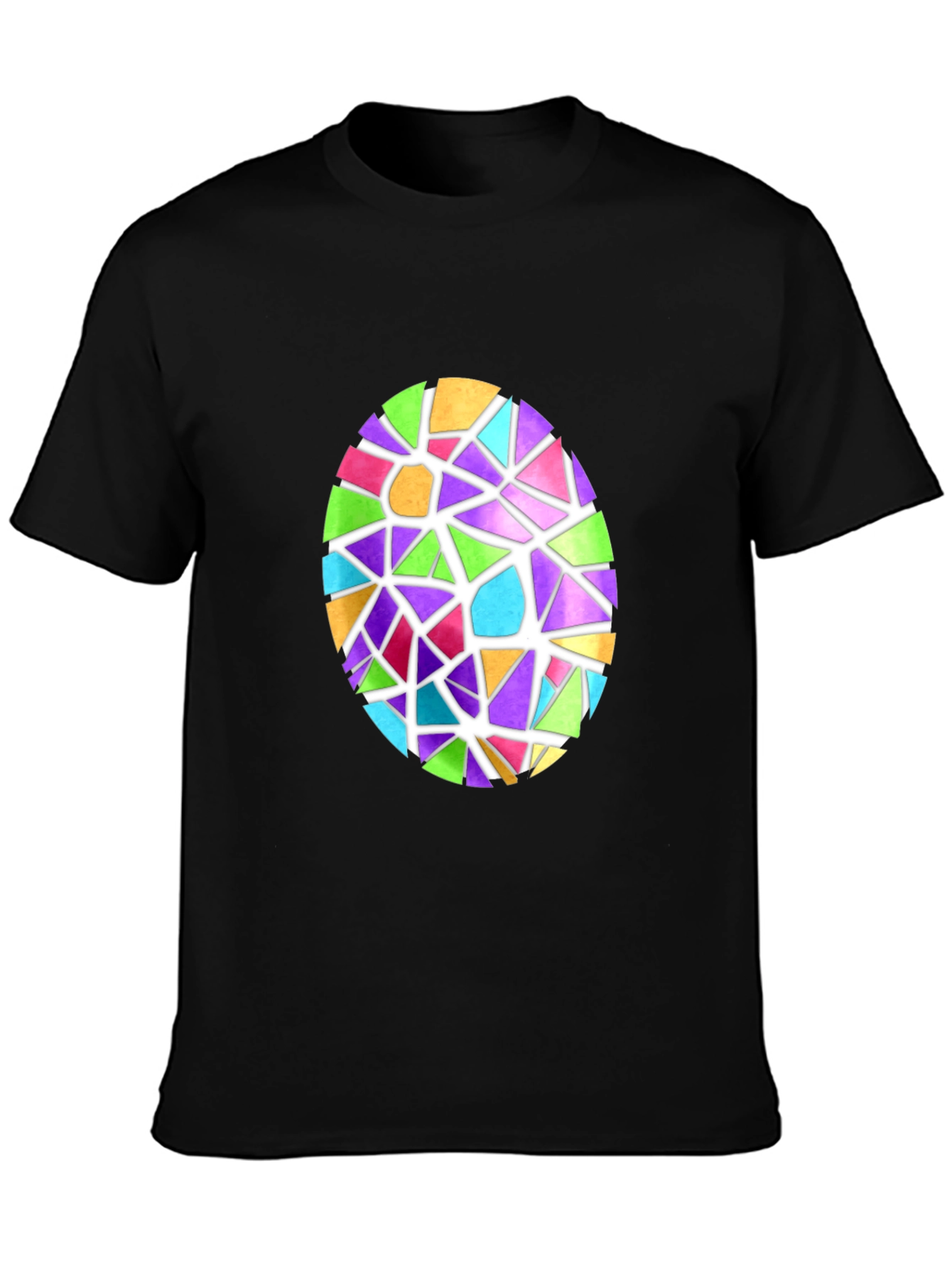 Colorful Mosaic Easter Egg Black T-Shirt