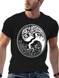 Yin Yang Tree Graphic T-Shirt - Stylish Black Tee