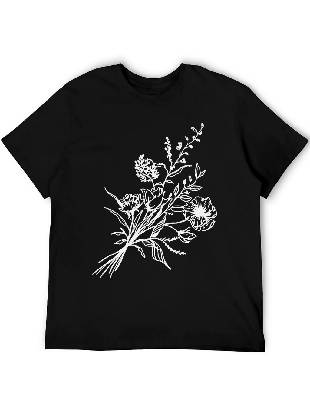 Black Floral T-Shirt - Stylish Botanical Design