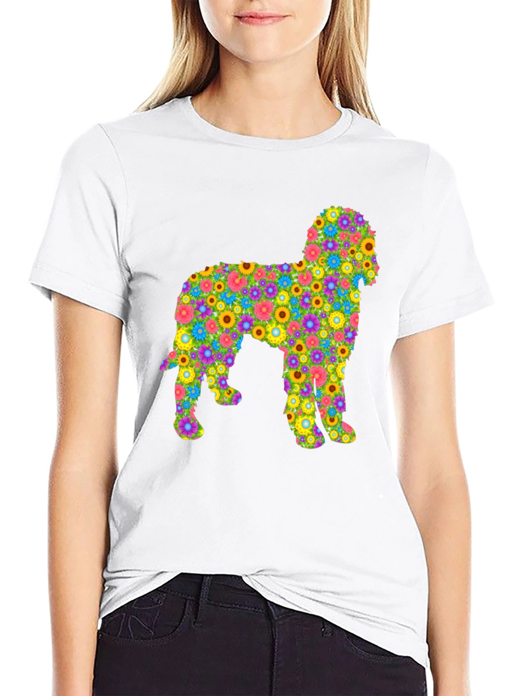 Floral Dog Graphic T-Shirt - Unique Design
