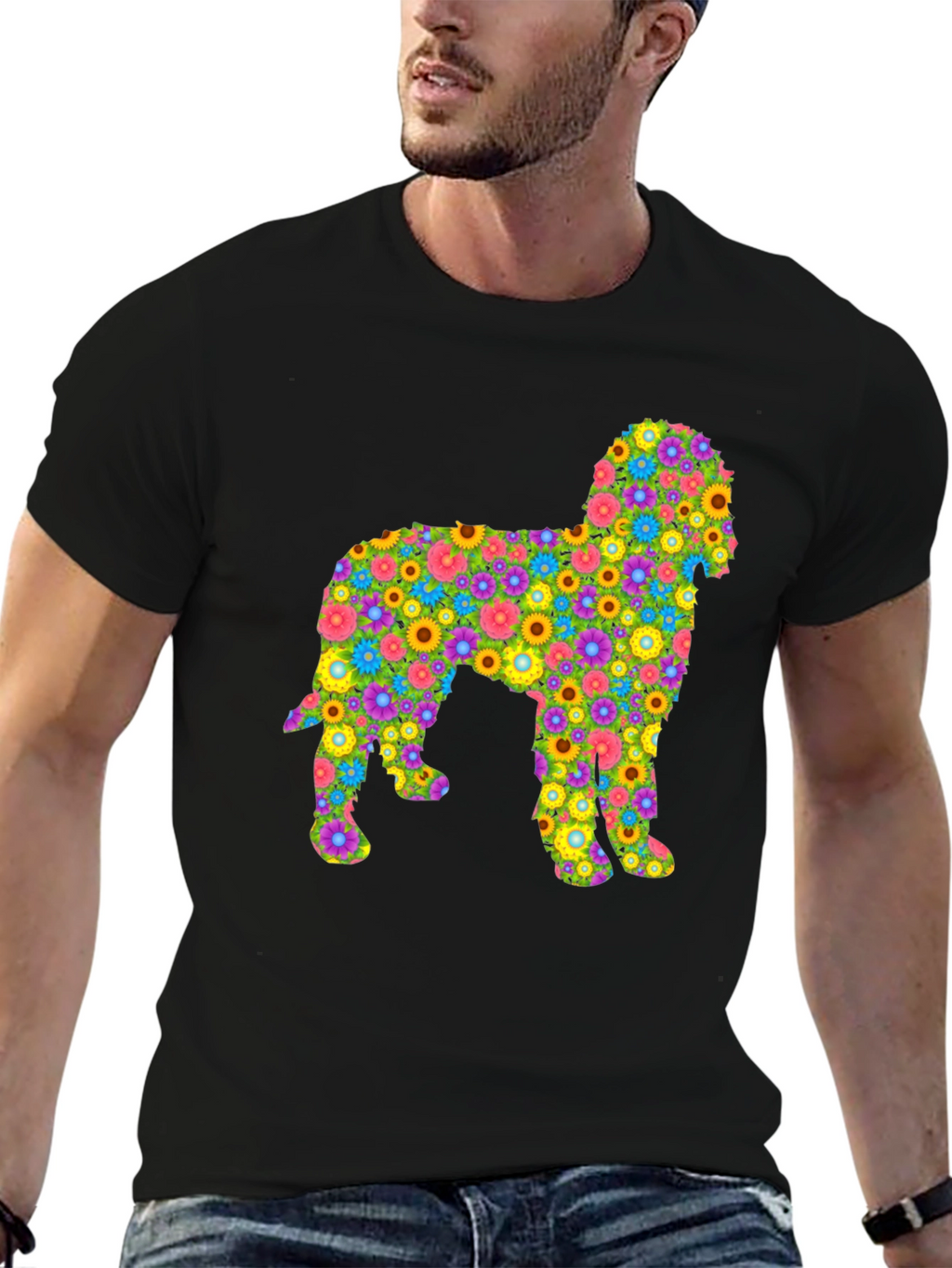 Floral Dog Graphic T-Shirt - Unique Design