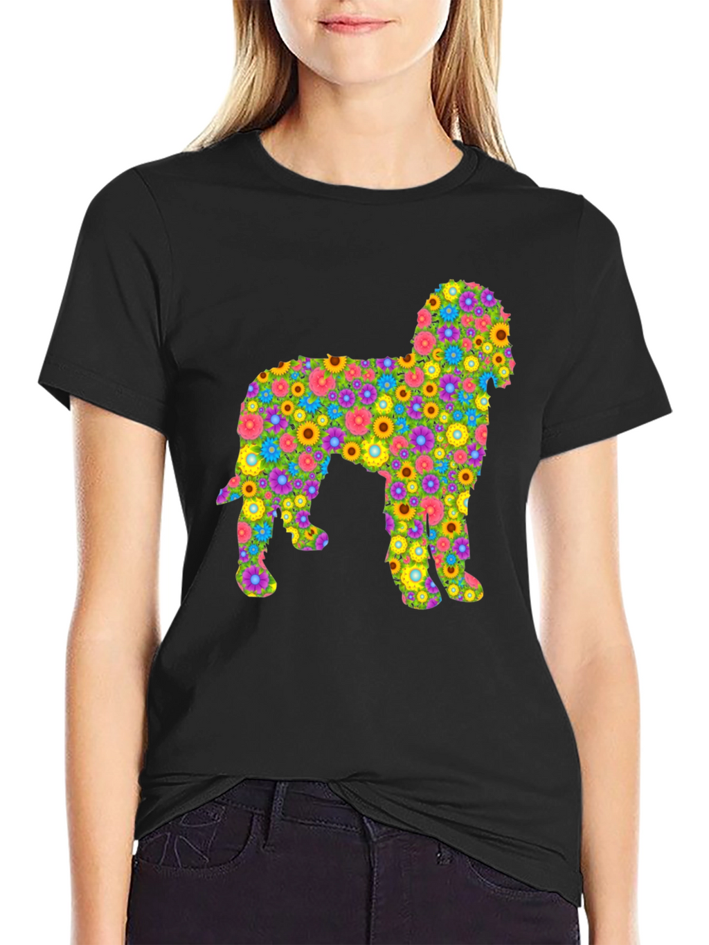 Floral Dog Graphic T-Shirt - Unique Design