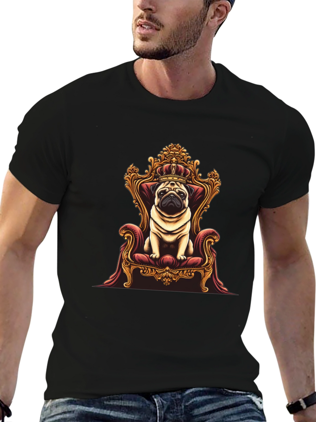 Pug King T-Shirt - Royal Pet Graphic Tee