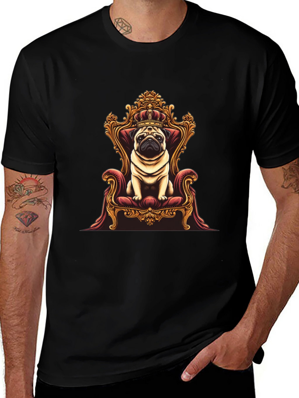 Pug King T-Shirt - Royal Pet Graphic Tee