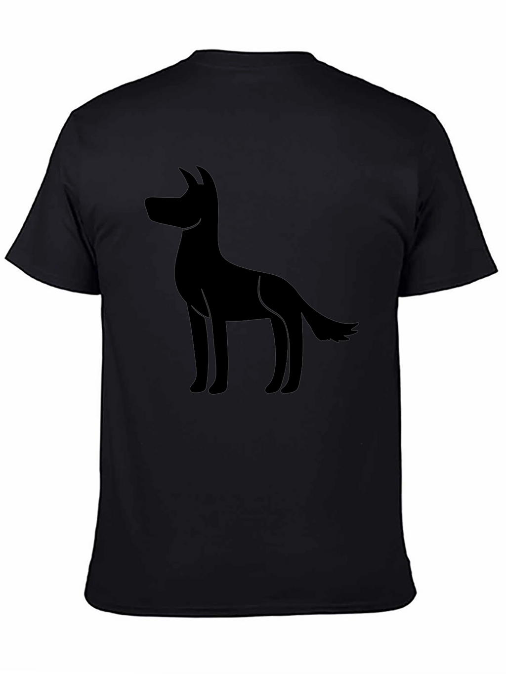Mens Black T-shirt with Dog Silhouette Graphic Tee
