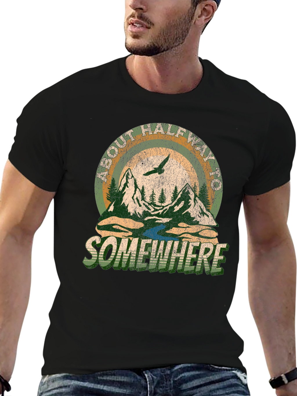 About Halfway To Somewhere Graphic Tee - Black