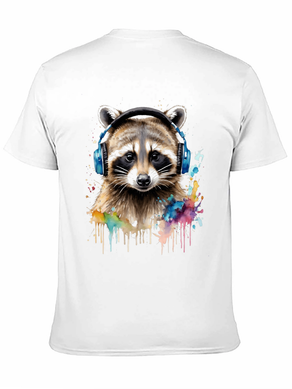 Raccoon Headphone Graphic Black T-Shirt
