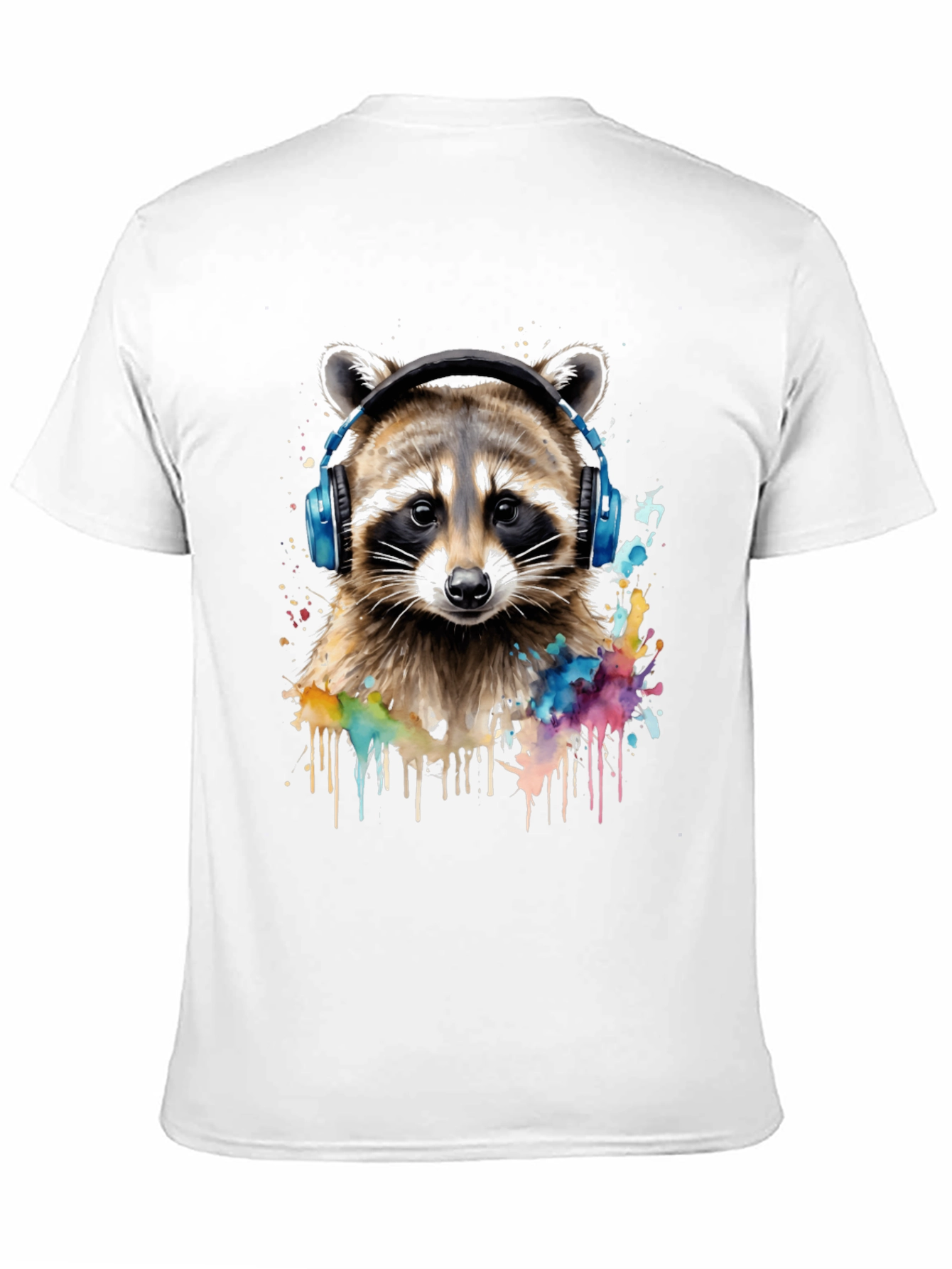 Raccoon Headphone Graphic Black T-Shirt