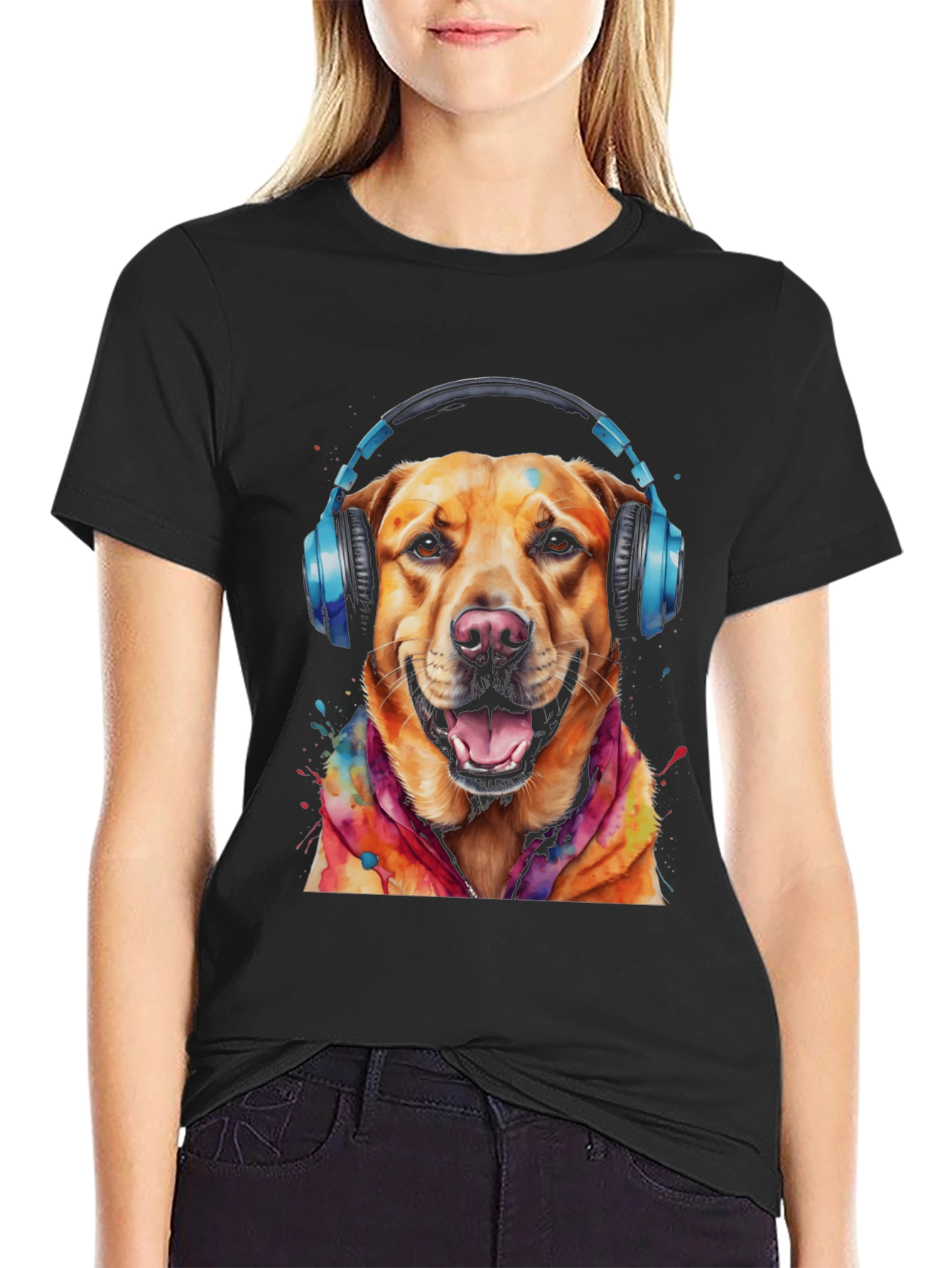 Dog with Headphones Graphic Tee