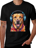 Dog with Headphones Graphic Tee