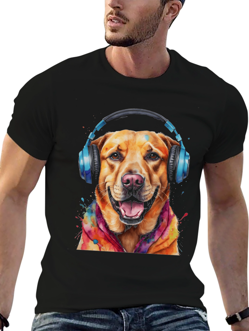 Dog with Headphones Graphic Tee