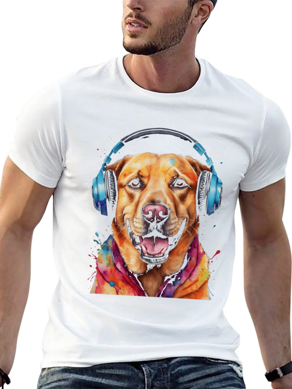 Dog with Headphones Graphic Tee