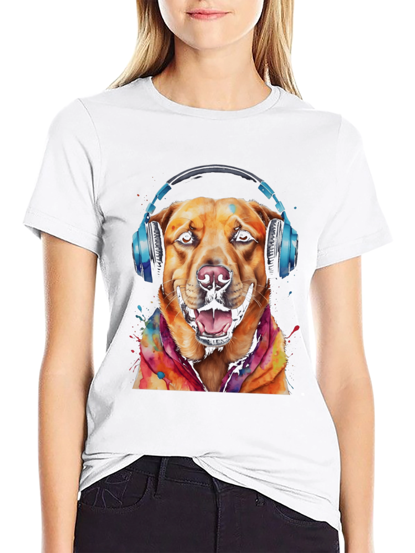 Dog with Headphones Graphic Tee