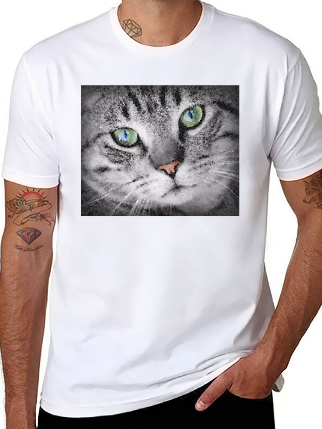 Cat Portrait Graphic T-Shirt