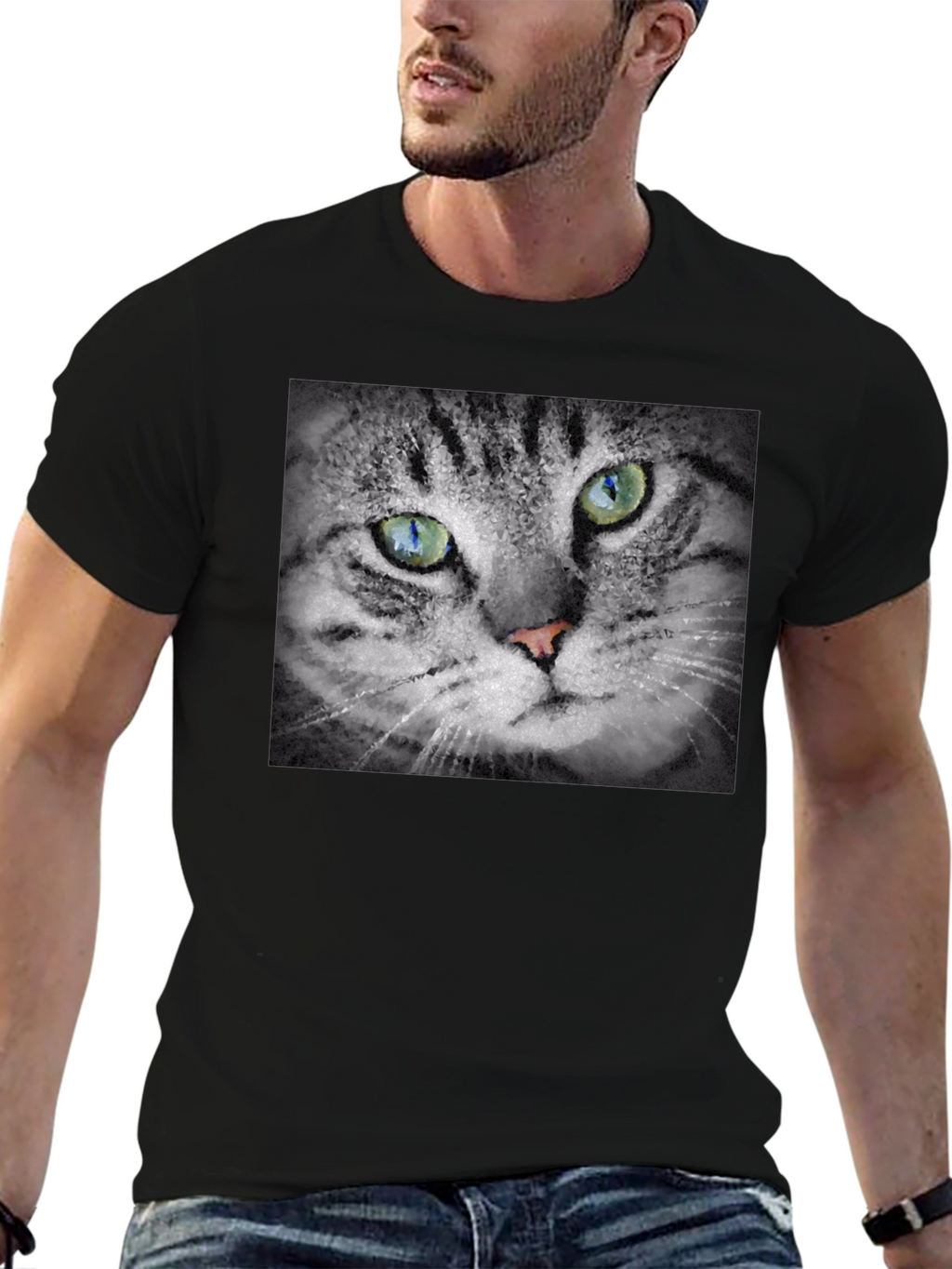 Cat Portrait Graphic T-Shirt