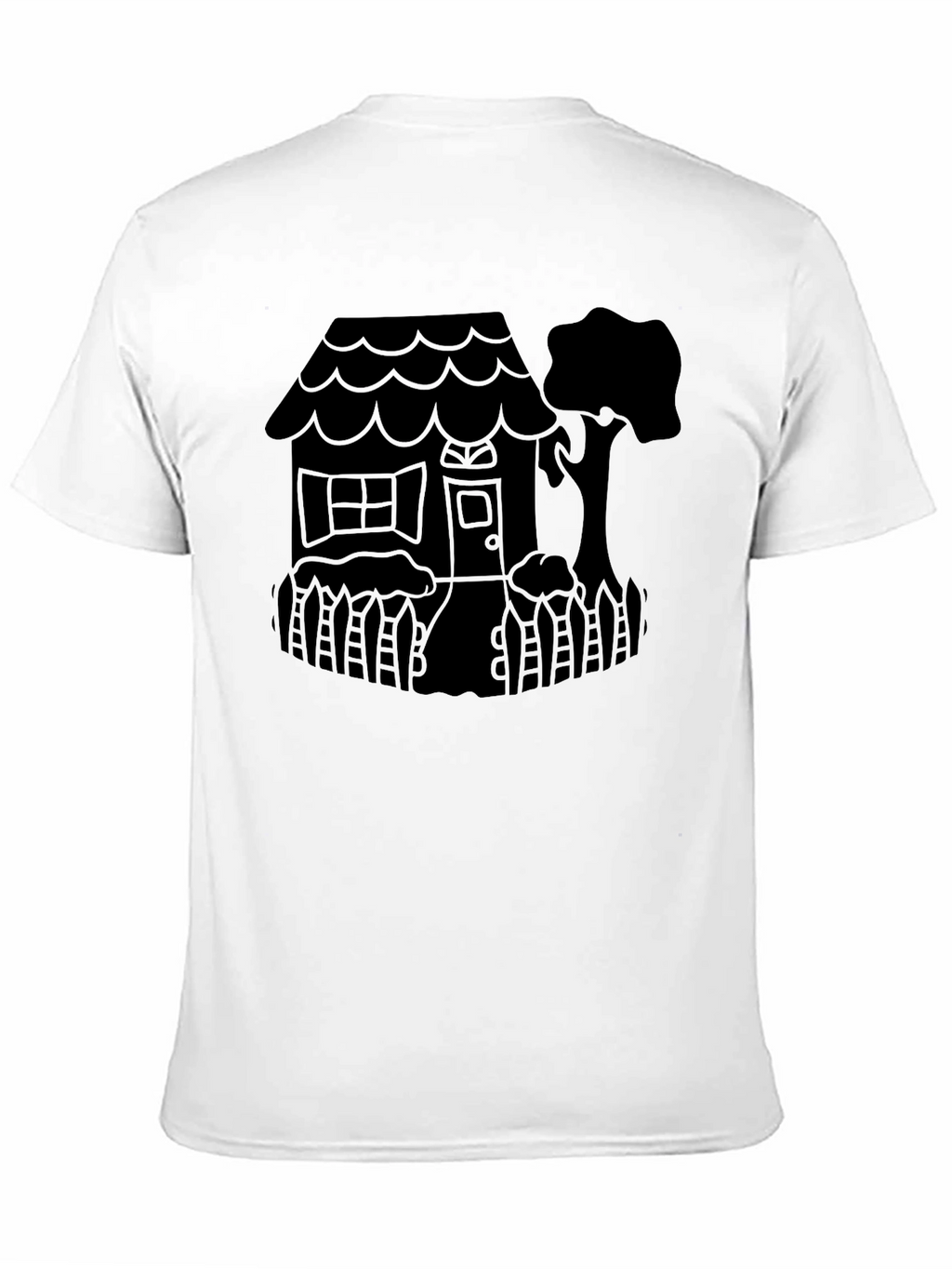 Quirky House Tree Graphic Black T-Shirt