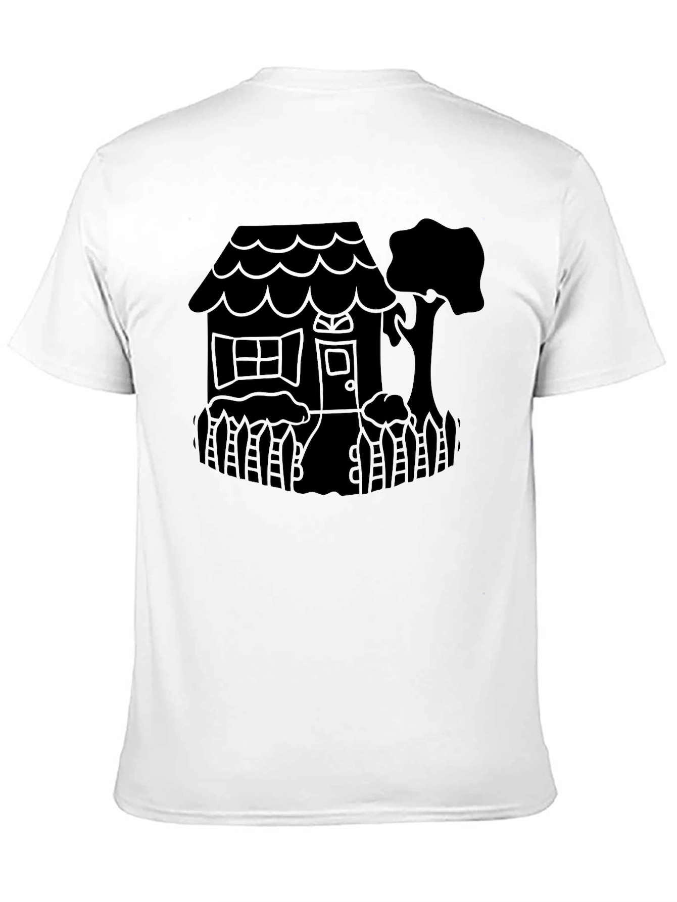 Quirky House Tree Graphic Black T-Shirt