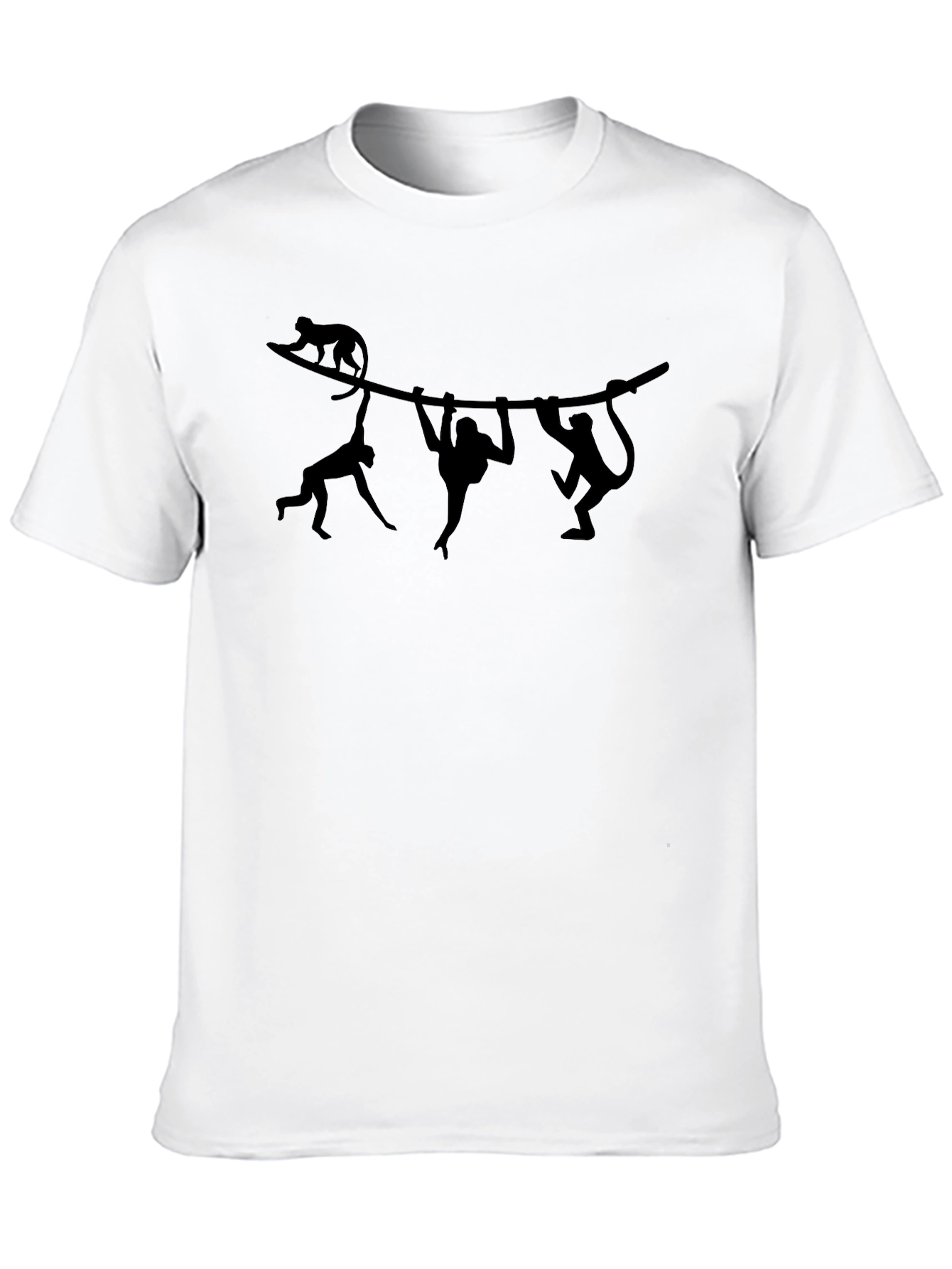 Monkey Silhouette Graphic Print Black T-Shirt