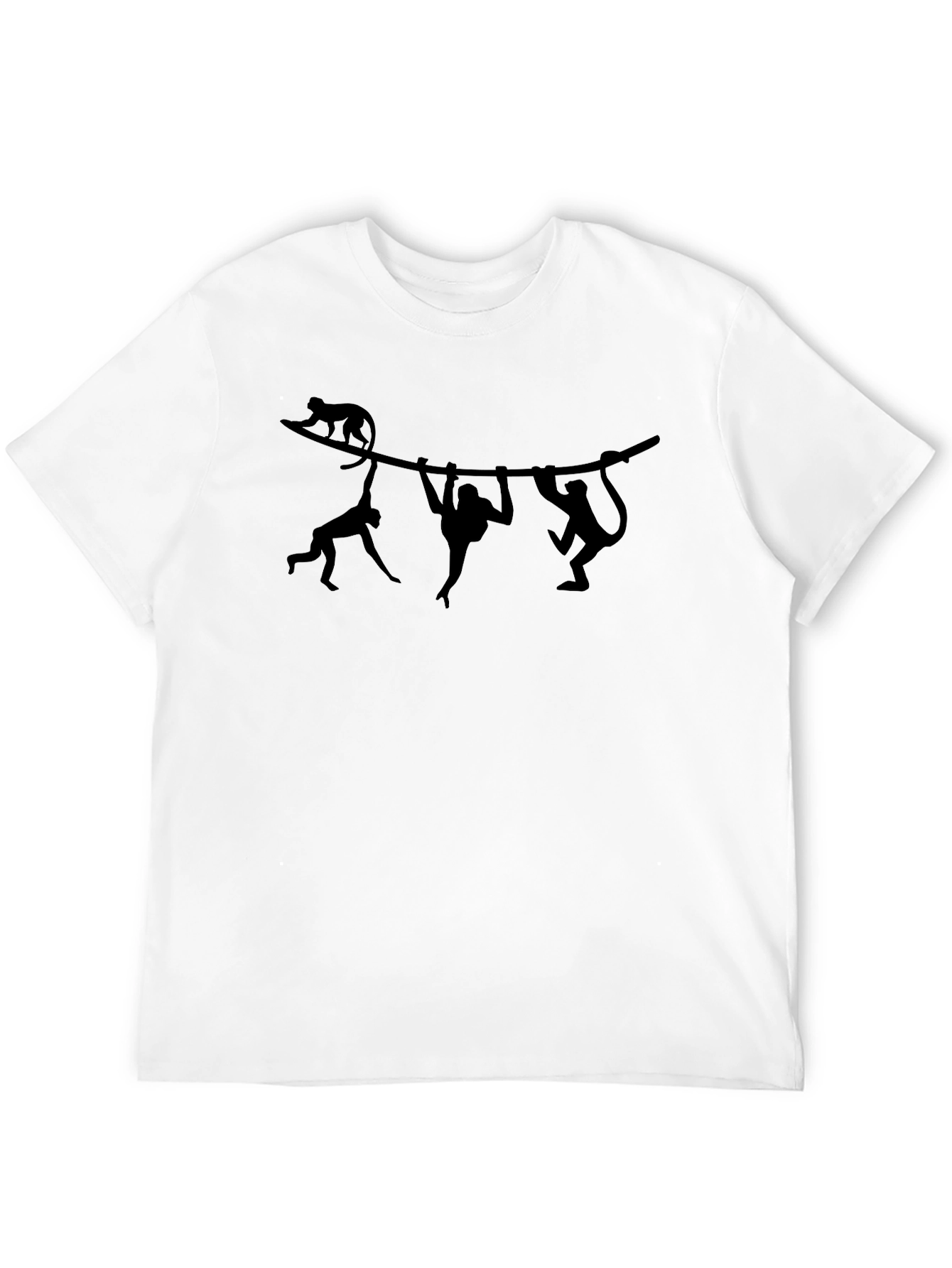 Monkey Silhouette Graphic Print Black T-Shirt