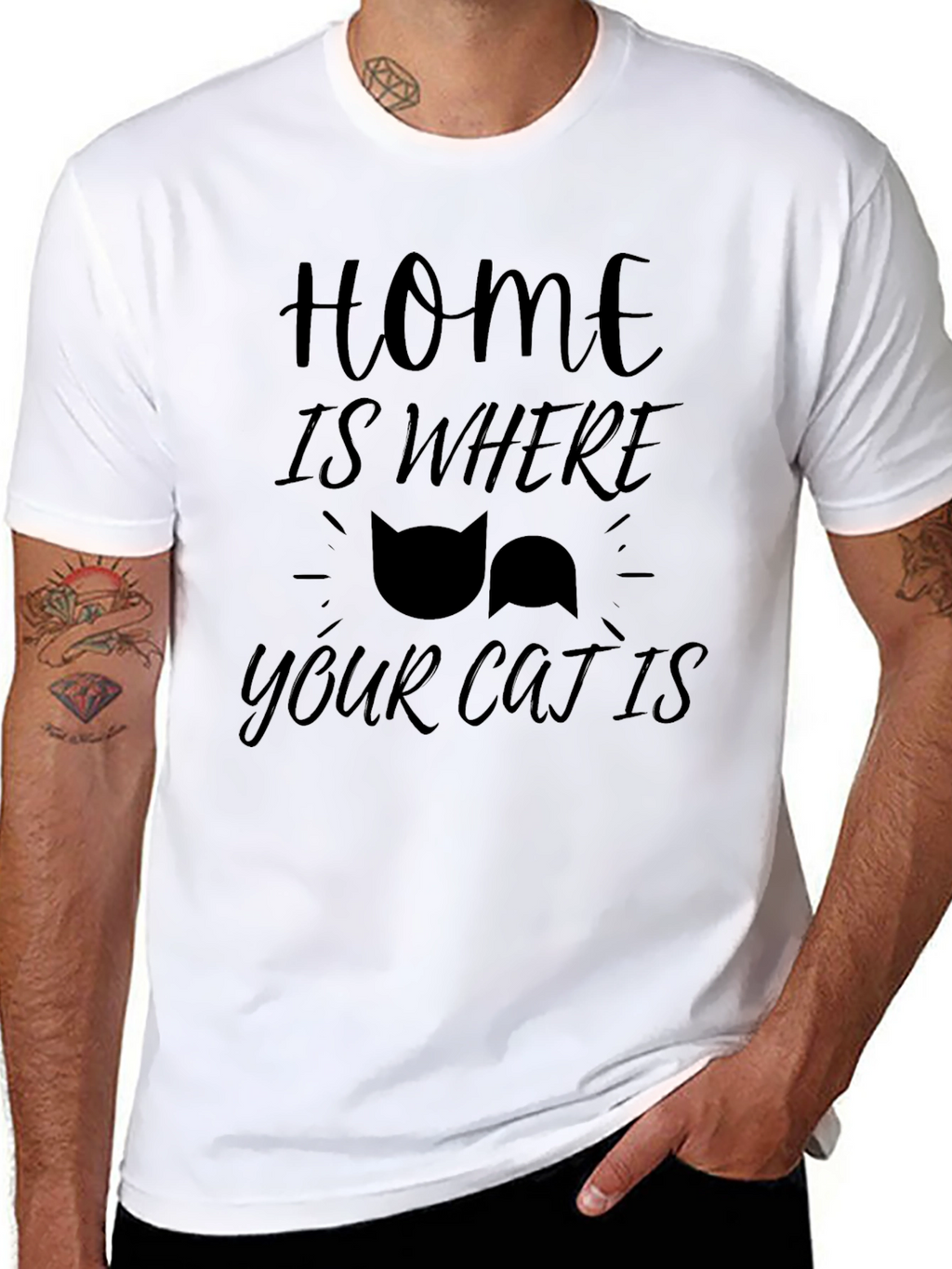 Home Is Where Your Cat Is - Black T-Shirt