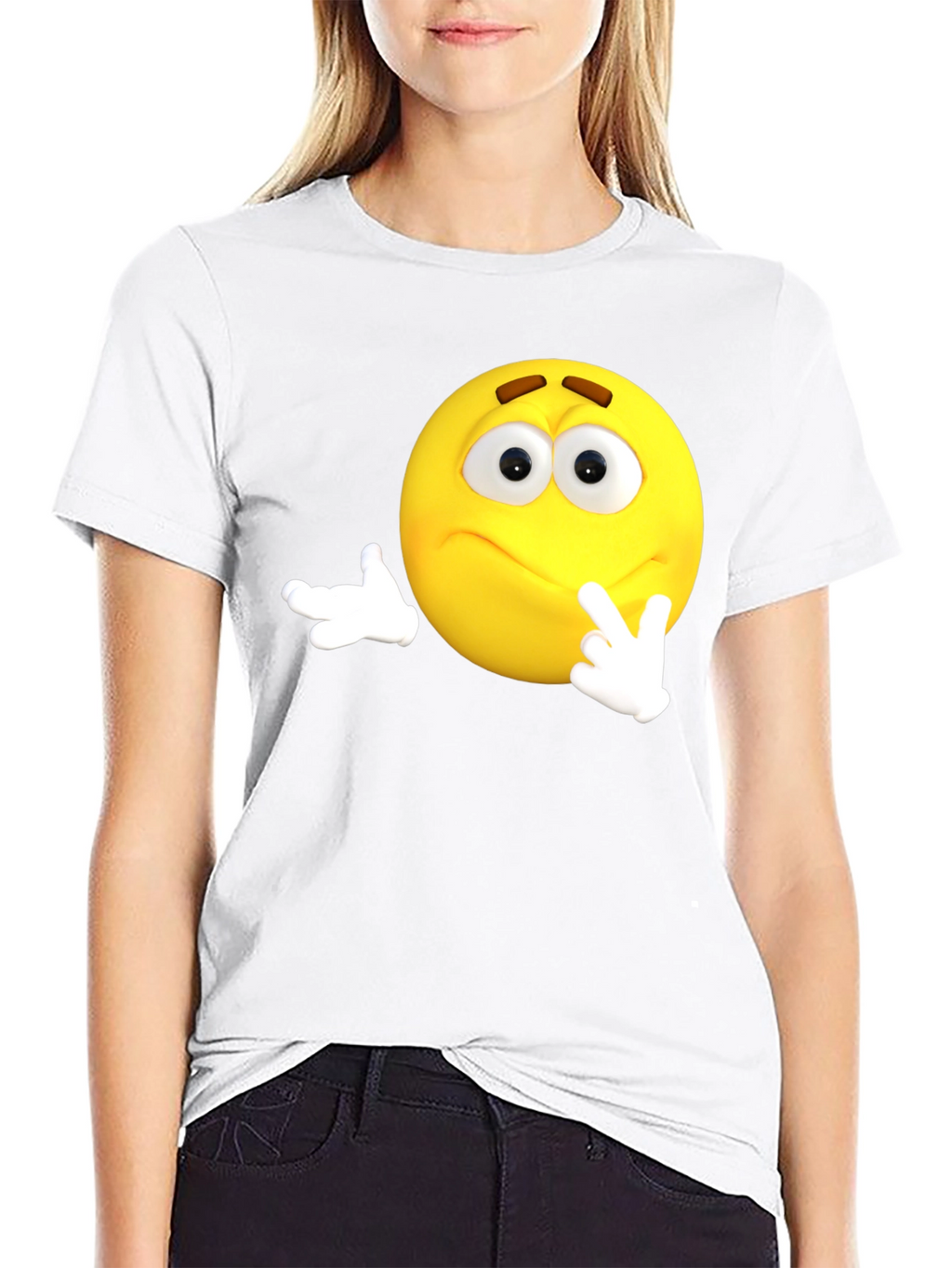 Thinking Emoji Black T-Shirt